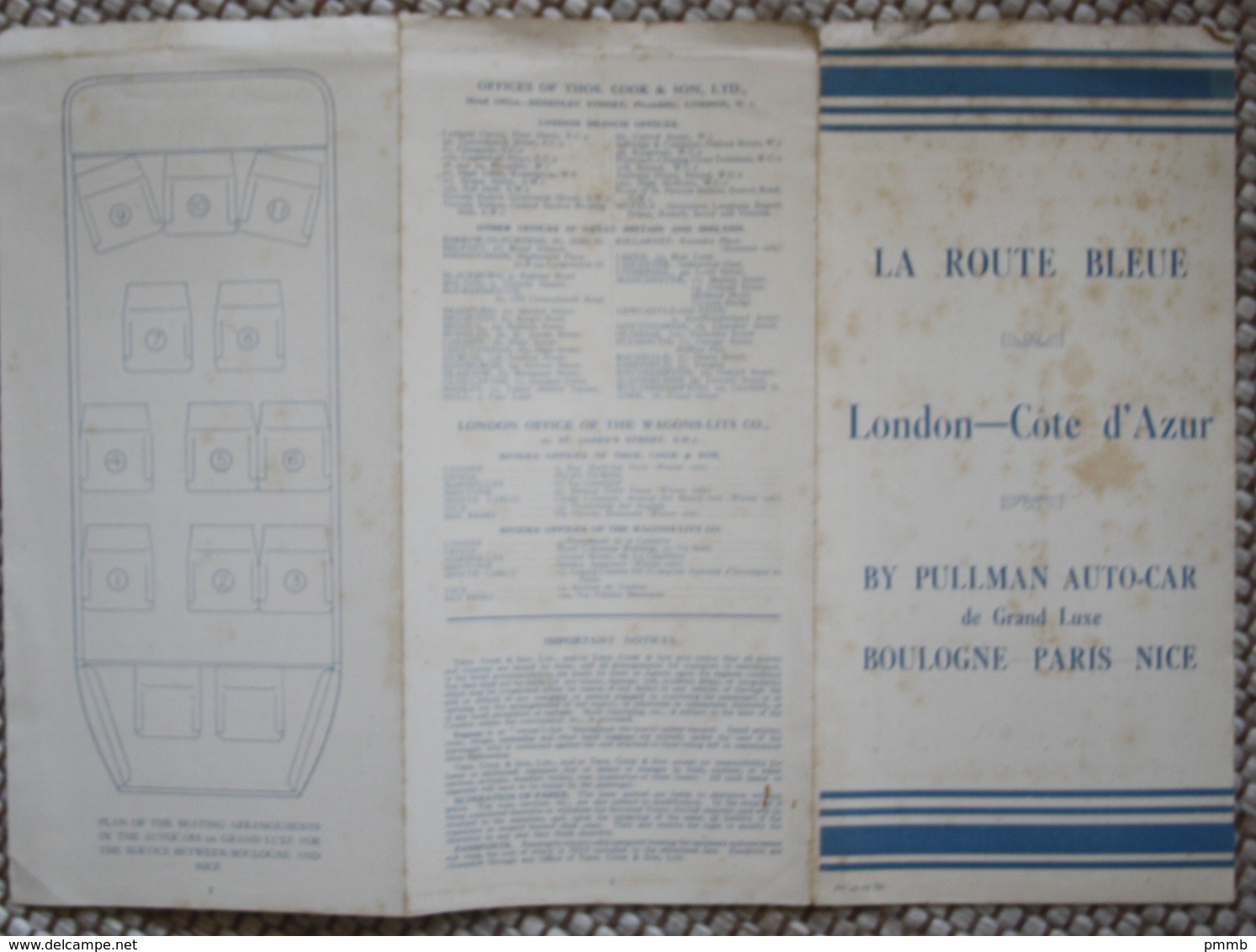 La Route Bleue – London-Côte D'Azur By Pullman Auto-Car De Grande Luxe Boulogne-Paris-Nice - Tourism Brochures