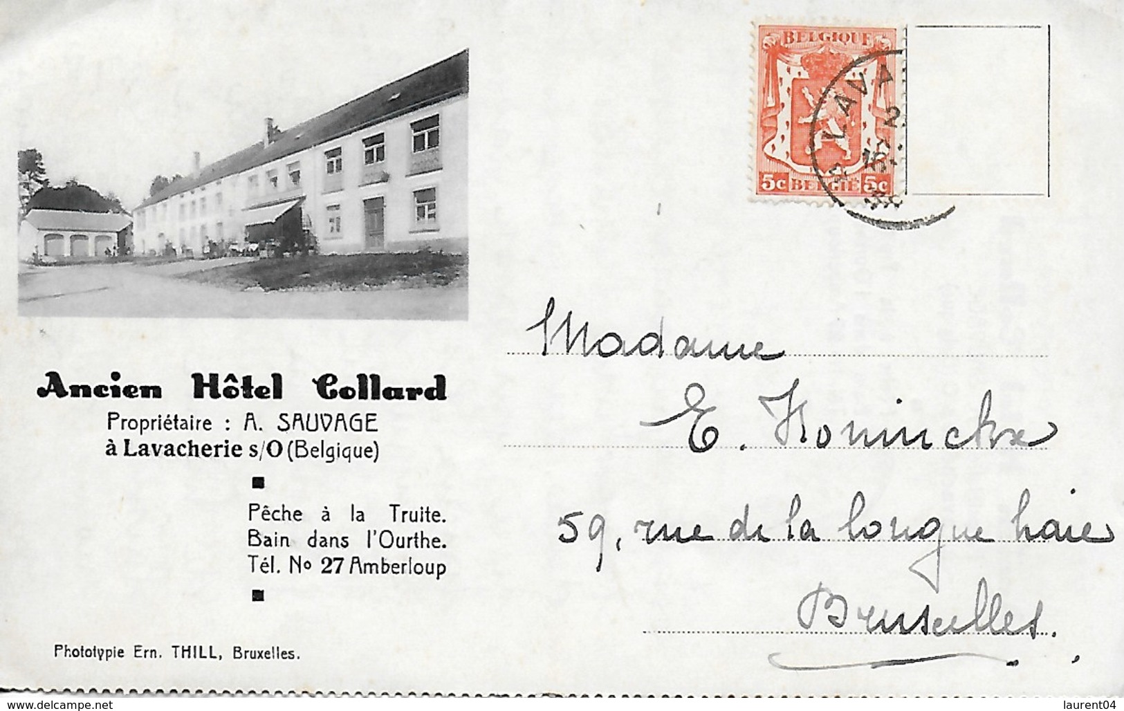 SAINTE-ODE. LAVACHERIE SUR OURTHE. ANCIEN HOTEL COLLARD. CARTE LETTRE MULTIVUES - Sainte-Ode