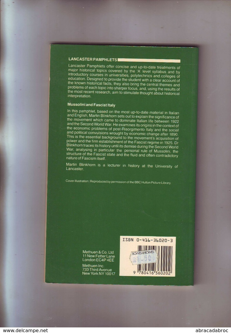 Mussolini And Fascist Italy - Martin Blinkhorn - - Guerra 1939-45