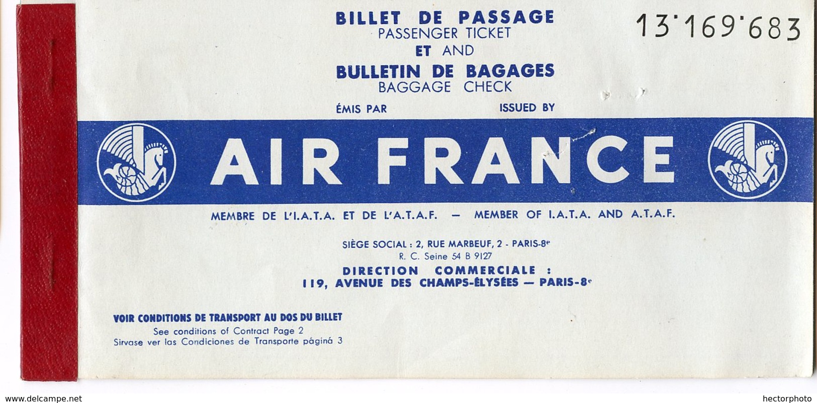 BILLET AIR FRANCE AVIATION AVION Ticket 1960 8 Pages Fort De France Pointe à Pitre - Autres & Non Classés