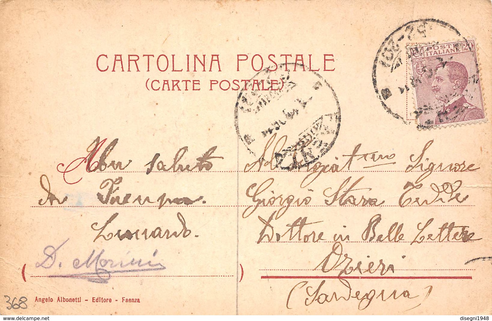 M08321 "FAENZA-CATTEDRALE E TORRE DELL'OROLOGIO"ANIMATA-ILLUSTRAZIONE DI DAL POZZO-CARTOLINA  ORIG. SPED. 1926 - Faenza