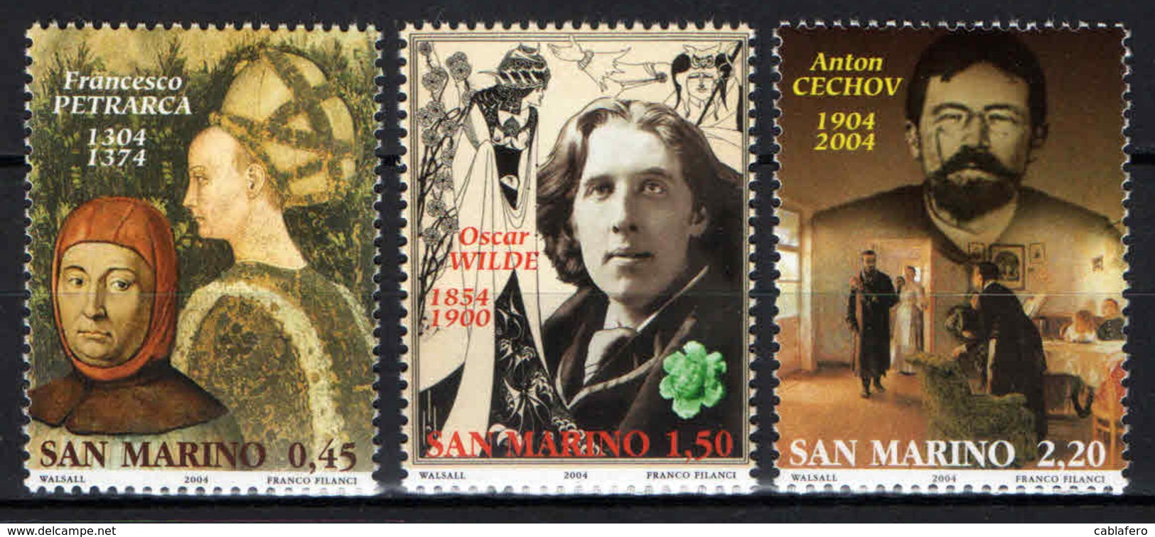 SAN MARINO - 2004 - SCRITTORI FAMOSI: FRANCESCO PETRARCA - OSCAR WILDE - ANTON CECHOV - MNH - Ungebraucht