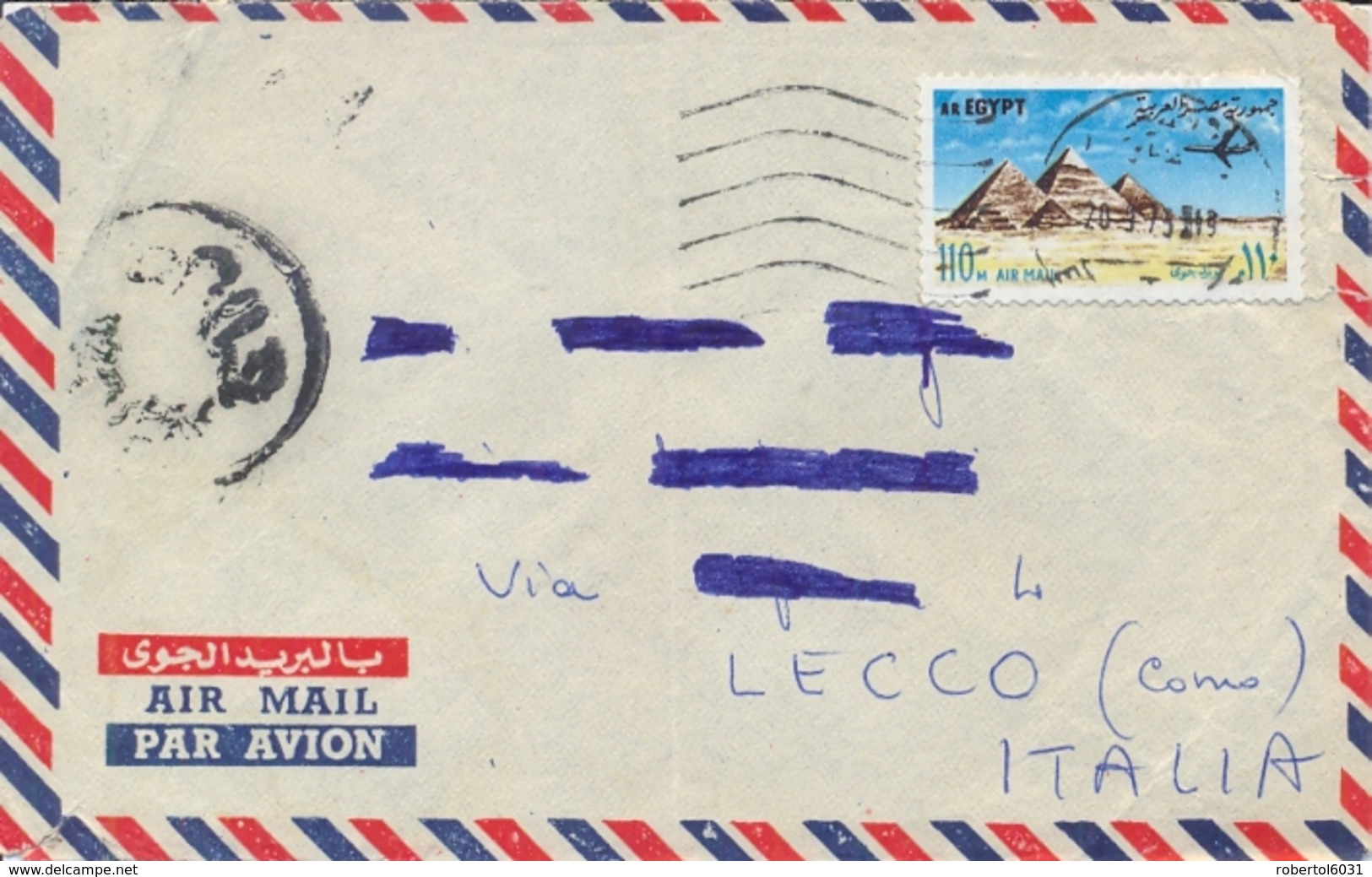 Egypt 1973 Cover To Italy With Airmail Stamp 110 M. Pyramids - Archeologia