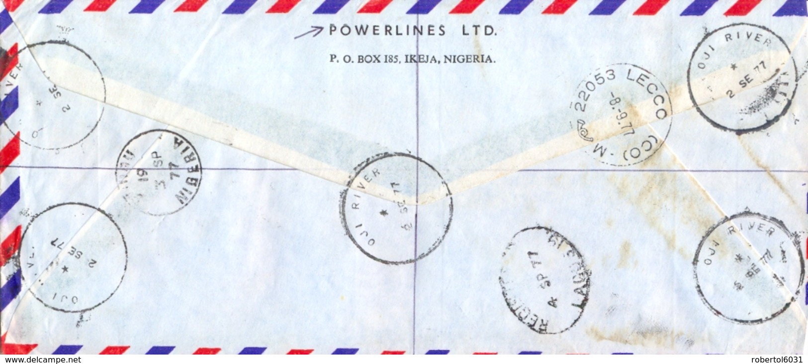 Nigeria 1977 Registered Cover To Italy With 12 K. Civic Development + 18 K. Culture Festival + 20 K. Vaccine Production - Nigeria (1961-...)