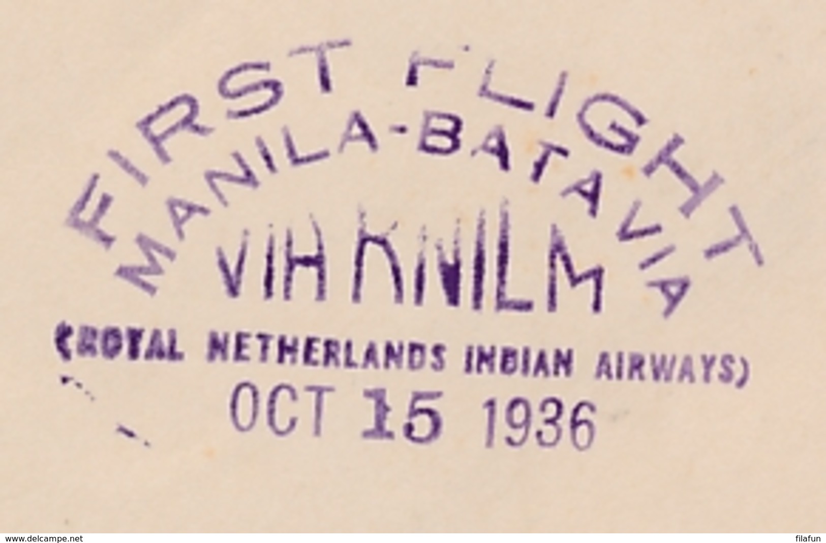 Nederland Indië - 1936 - First Flight Manila - Batavia Via KNILM En Verder Naar USA - Nederlands-Indië