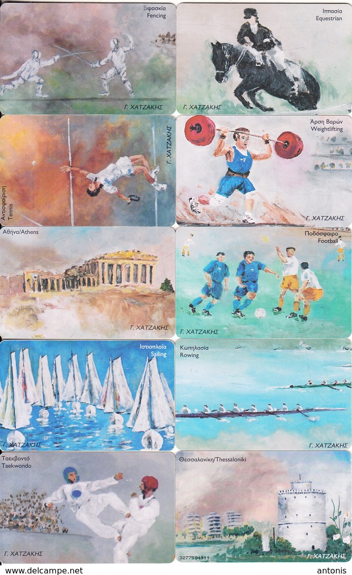 GREECE - Set Of 26 Cards, Olympic Games, Painting/G.Hatzakis, 05-06-07-08/04, Used - Greece