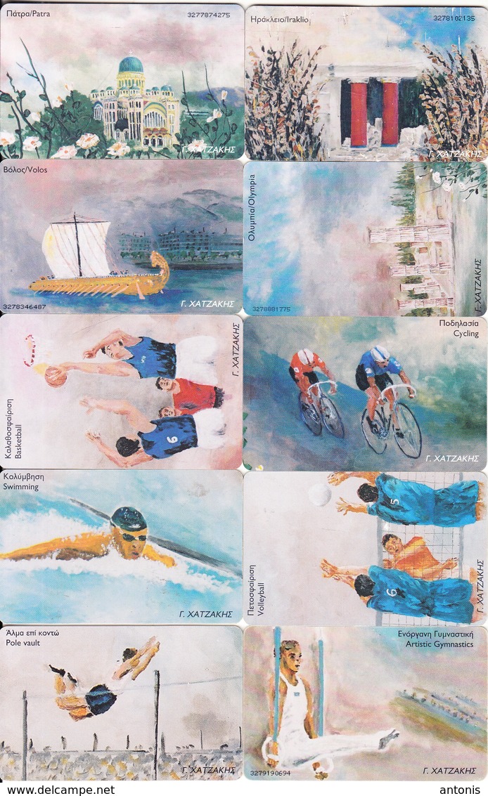 GREECE - Set Of 26 Cards, Olympic Games, Painting/G.Hatzakis, 05-06-07-08/04, Used - Greece