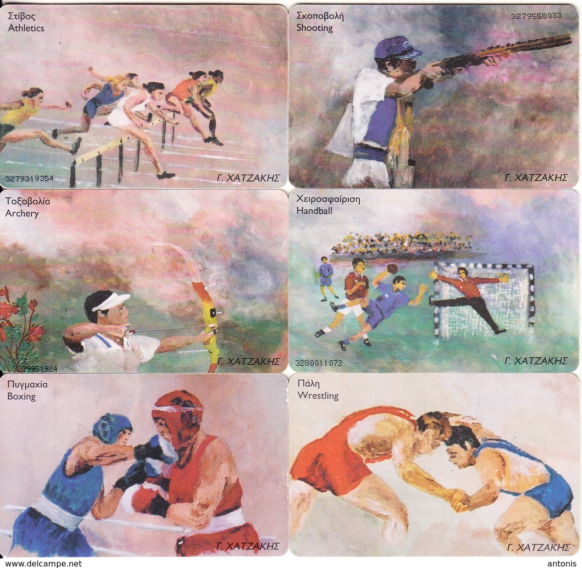 GREECE - Set Of 26 Cards, Olympic Games, Painting/G.Hatzakis, 05-06-07-08/04, Used - Greece