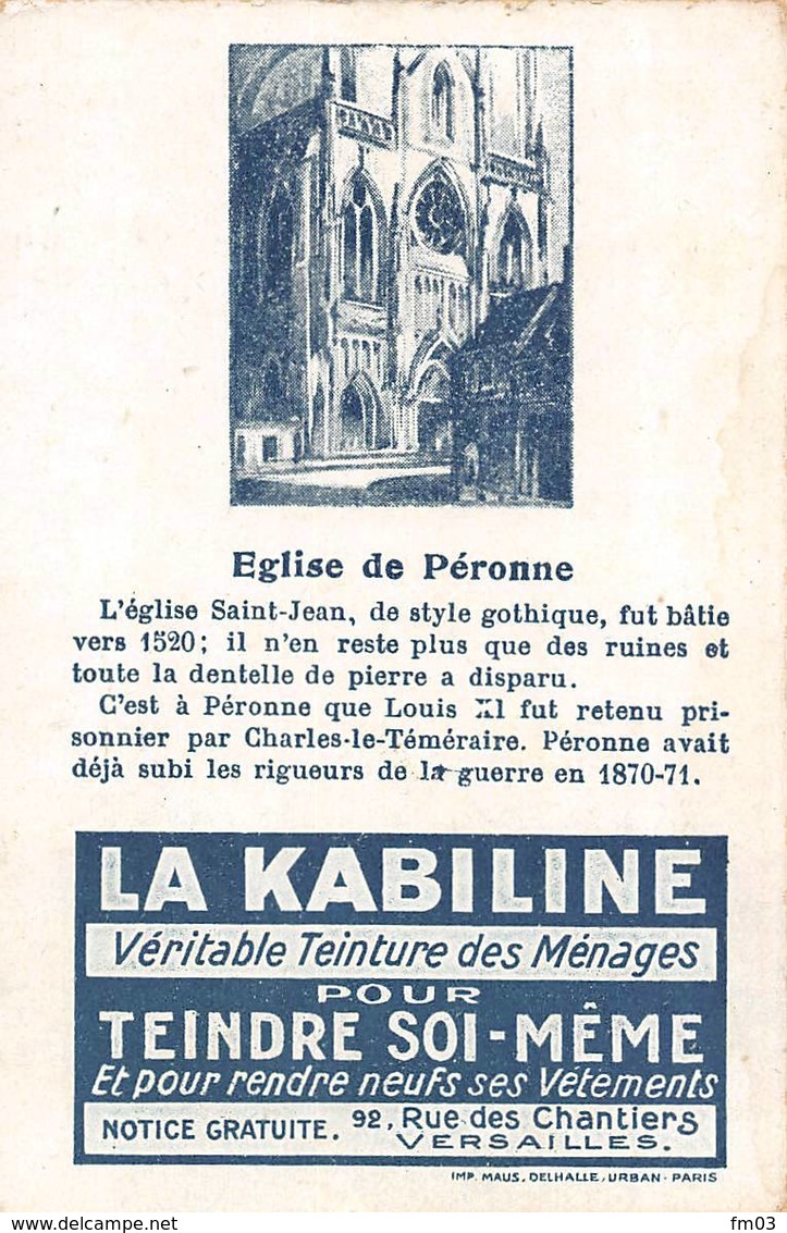 Péronne Chromo La Kabiline Guerre 1914 - Peronne