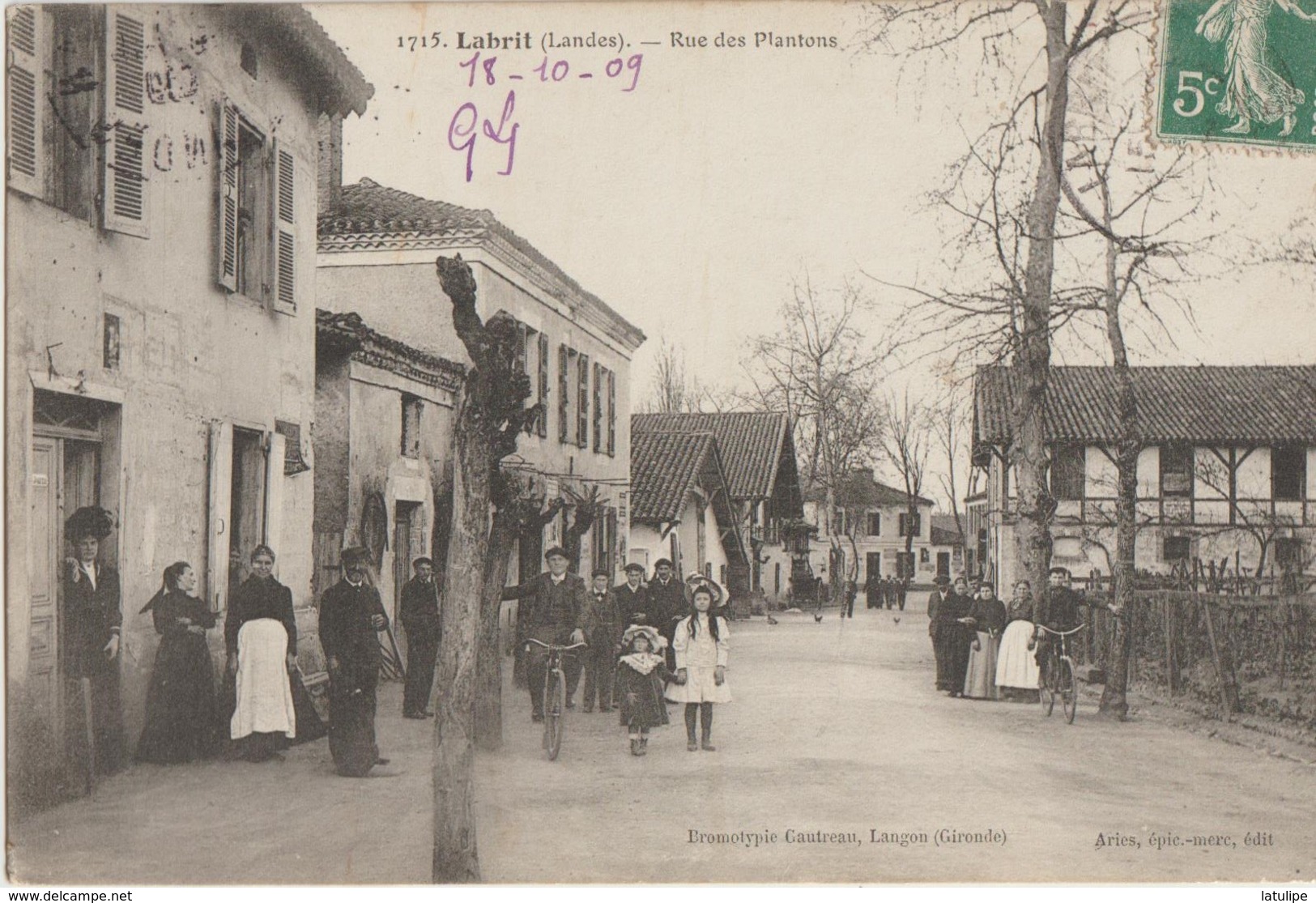 Labrit  40   La Rue Des Plantons Tres Tres Animée-a Gauche Epicerie-Mercerie - Labrit