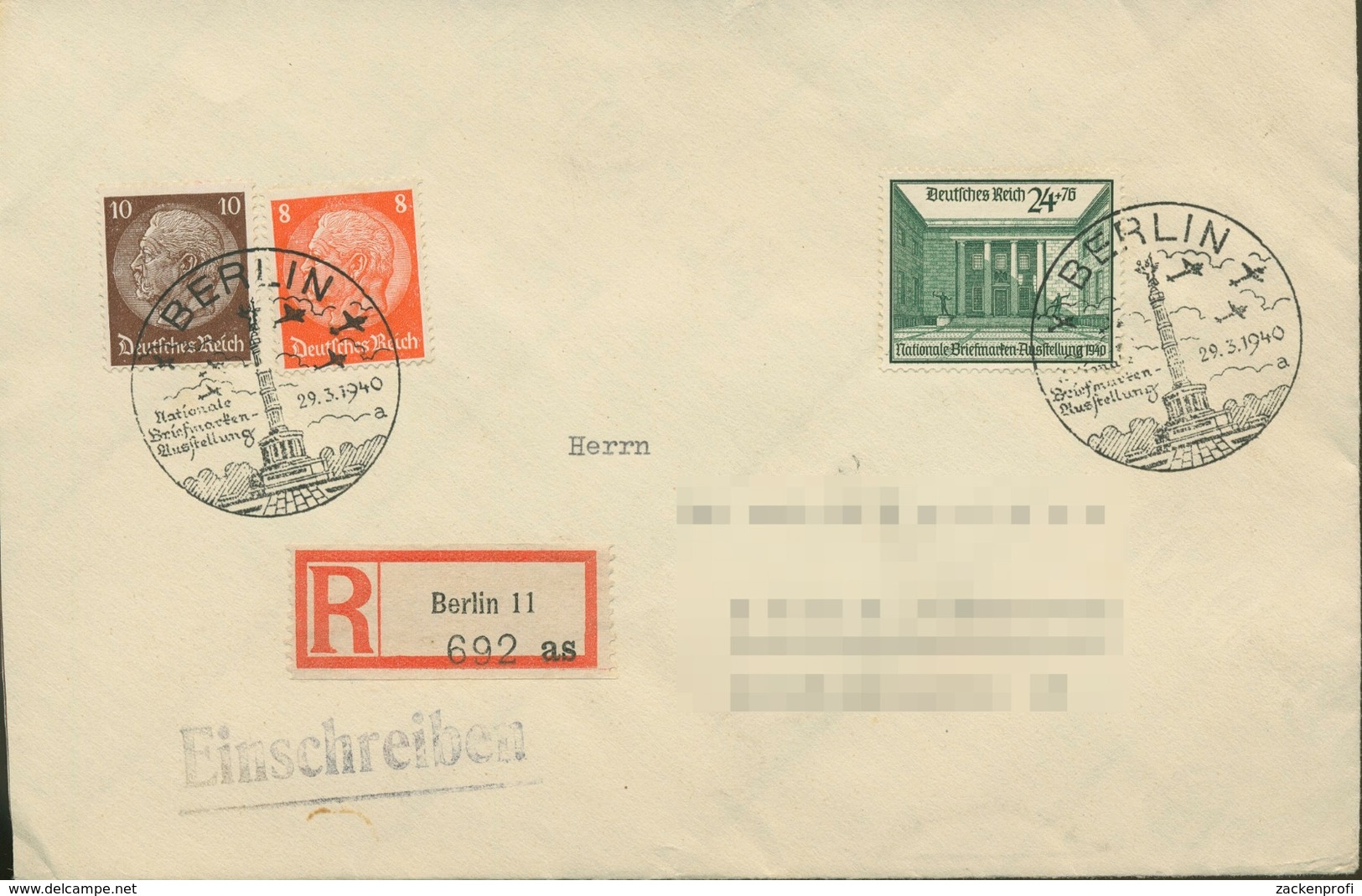 Deutsches Reich 1940 Briefmarken-Ausstellung 743 SST Auf R-Brief (X18114) - Storia Postale