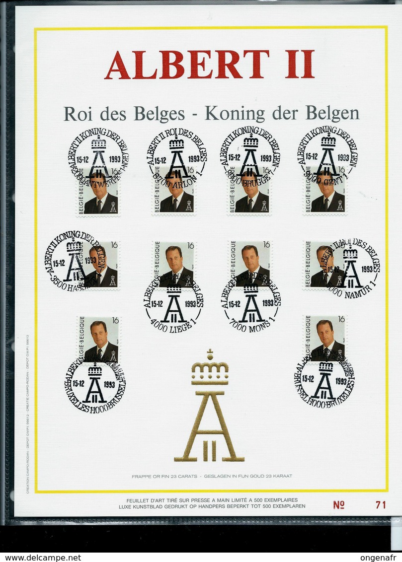 Feuillet OR Du N° 2532  ALBERT II  Roi Des Belges   1 Obl Par Province Du 15/12/93 - 1991-2000