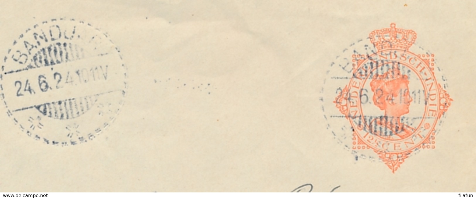 Nederlands Indië - 1924 - 12,5 Cent Wilhelmina, Envelop G46 Van LB BANDJAR Naar Weltevreden (Machinestempel) - Nederlands-Indië