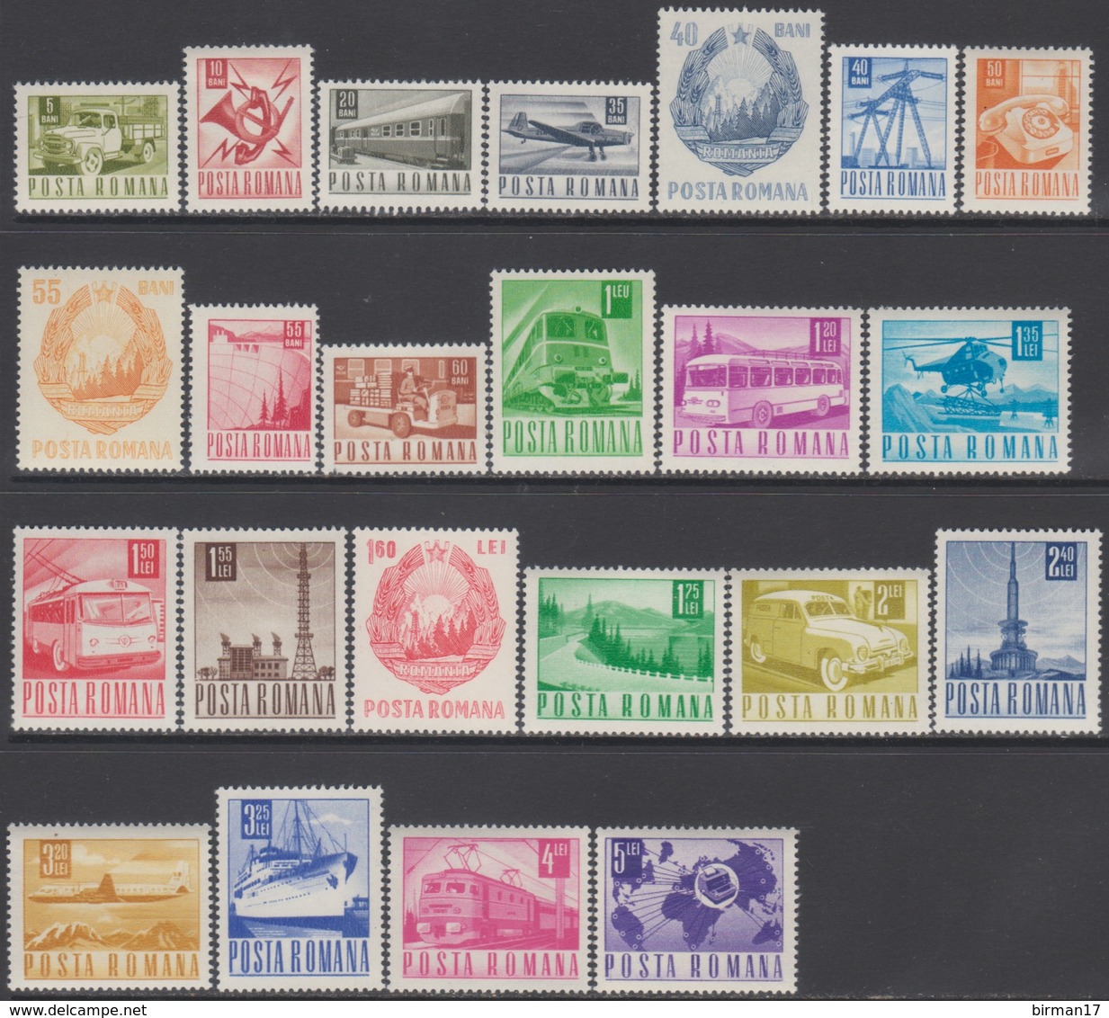 ROUMANIE 1967-68 23 TP Série Courante Poste Et Transports N° 2345 à 2365 Y&T Neuf ** - Unused Stamps