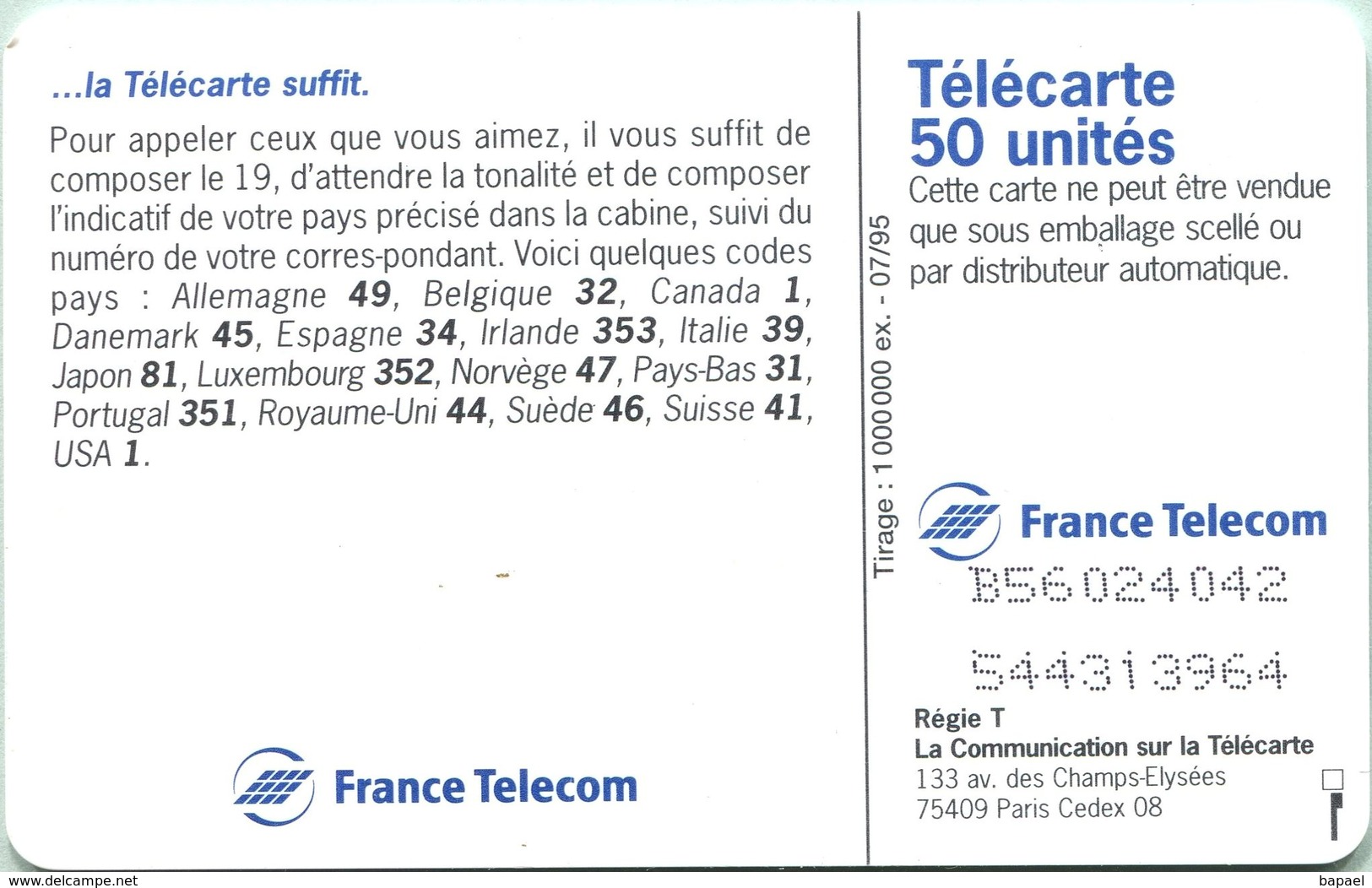 Télécarte Réf Pho 0565 (1995) - Thème Communications - Appeler Chez Vous ... (Recto-Verso) - 1995