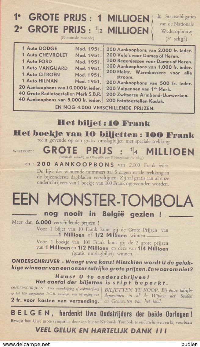 1951: 1914 – 1918 : LIGUE NATIONALE Du SOUVENIR / NATIONALE LIGA Der HERDENKING : ## GRANDE TOMBOLA Du Souvenir National - Billetes De Lotería