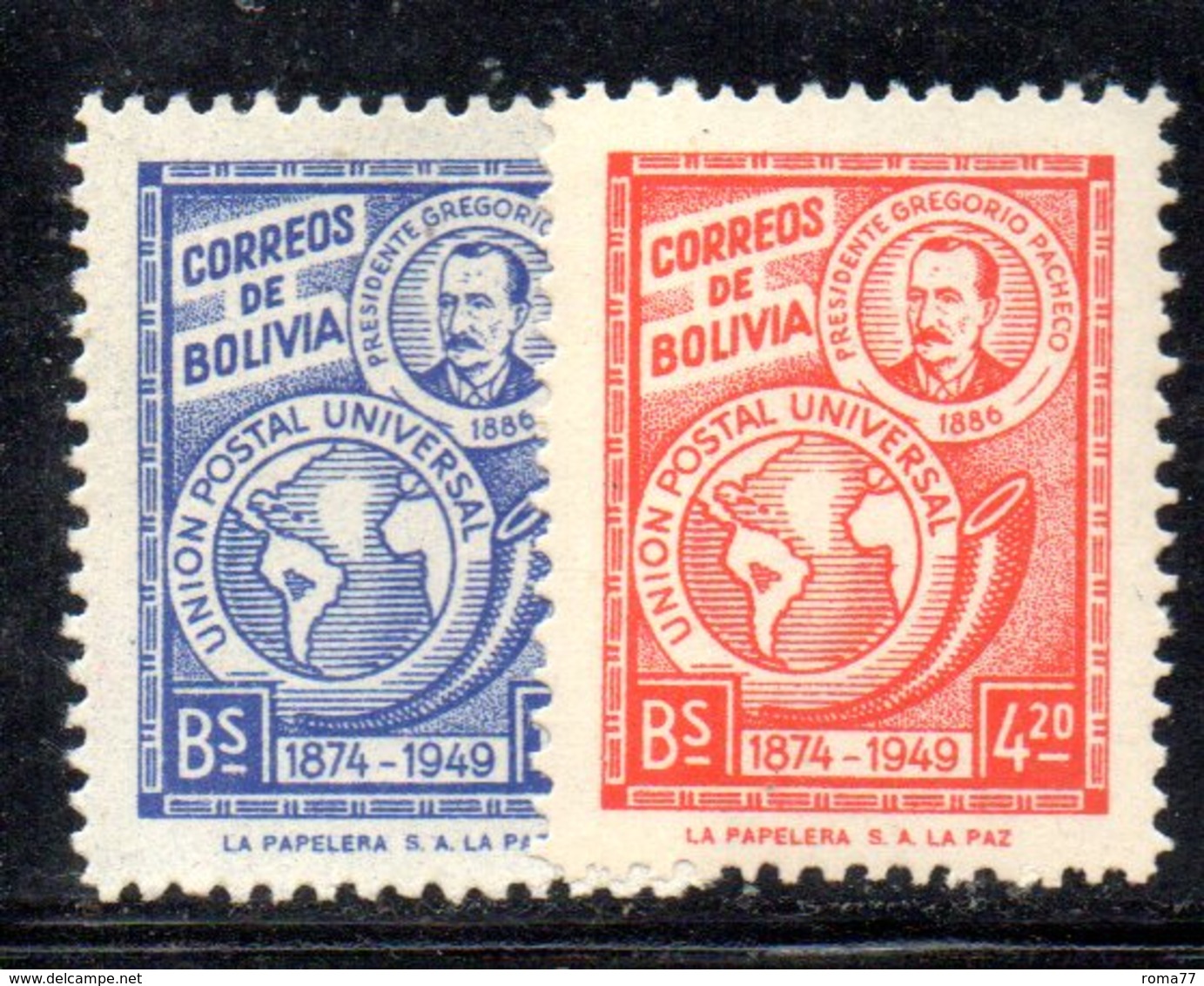 APR1862 - BOLIVIA 1949 ,  Serie Yvert N. 298/299  ***  MNH  (2380A) Upu - Bolivia