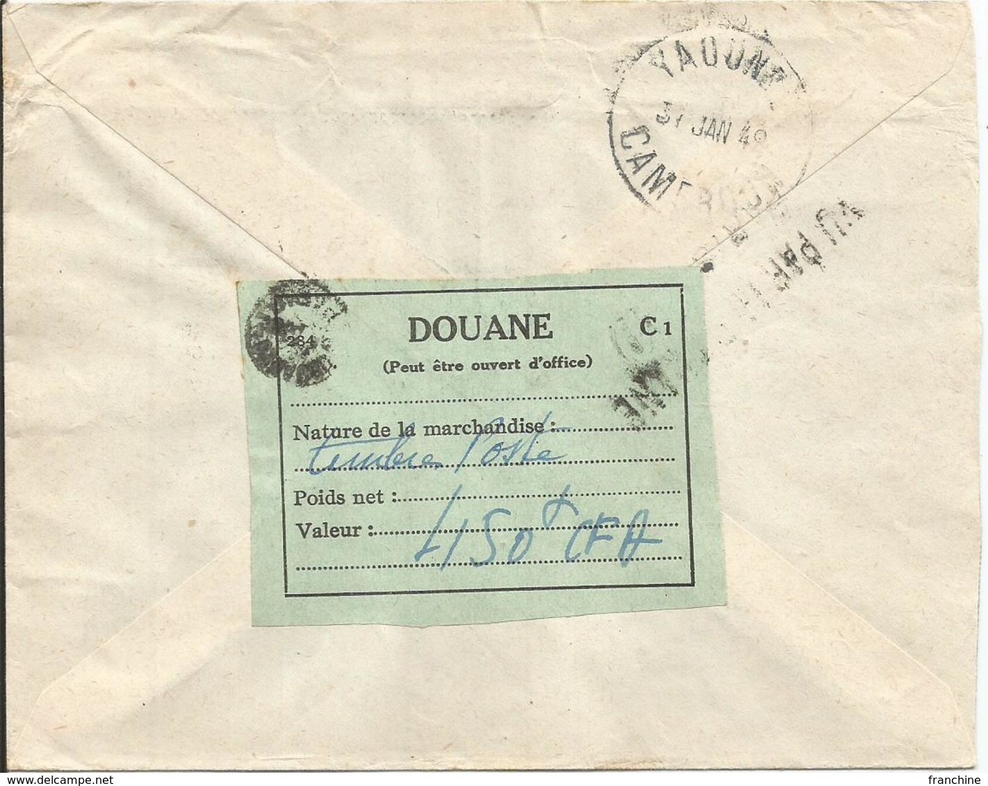 1949 - N° 610 (x2) Oblitérés Sur Lettre RECOMMANDEE  "PAR AVION"  Vers YAOUNDE (CAMEROUN) - ETIQUETTE "DOUANE" - Lettres & Documents