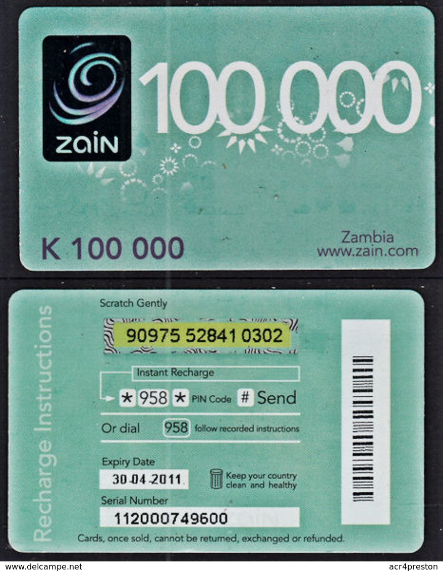 Tc048 ZAMBIA  Zain,  K100,000,  Used - Zambia