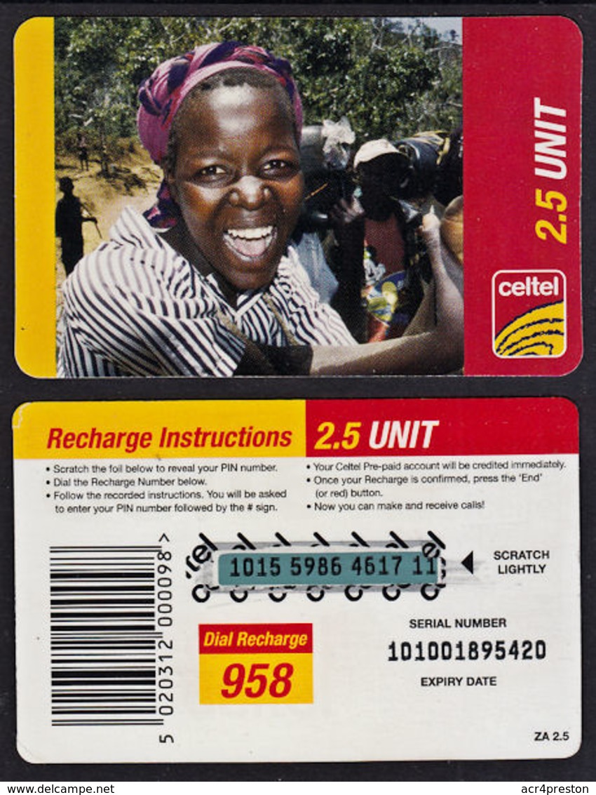 Tc043  ZAMBIA,  Celtel,  Laughing Lady,  2.5 Units,  Used - Zambia