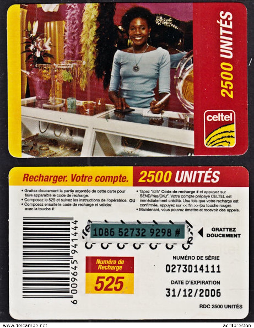 Tc027 DR CONGO, Celtel, Lady In Shop, 2500 Unités, Used - Congo