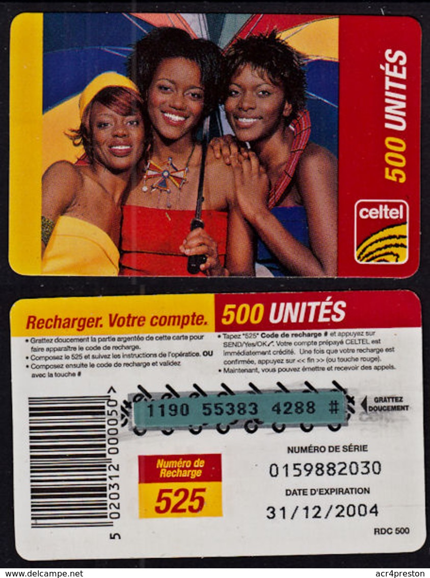 Tc022 DR CONGO, Celtel, Three Ladies, 500 Unités, Used - Congo