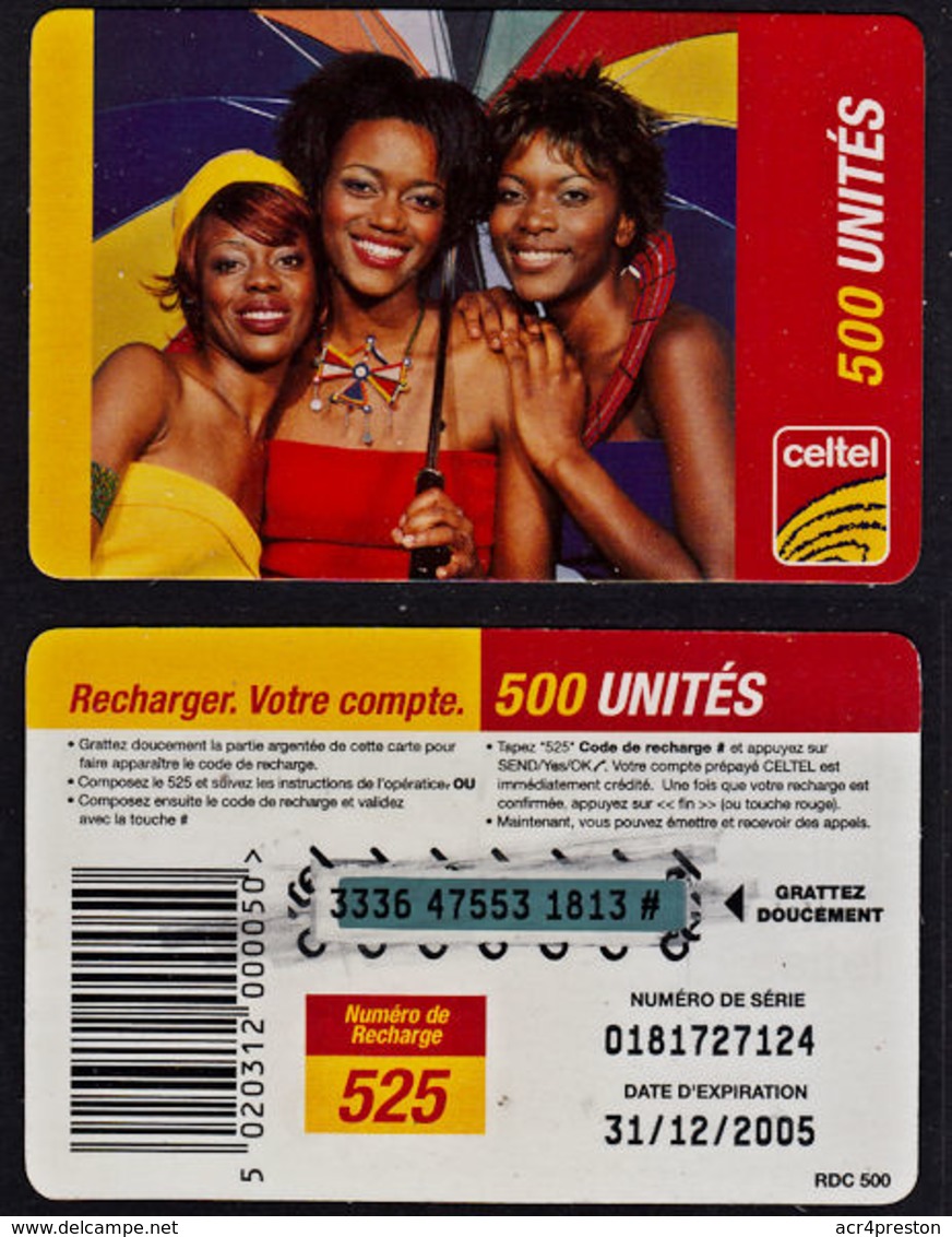 Tc019 DR CONGO, Celtel, Three Ladies, 500 Unités, Used - Congo