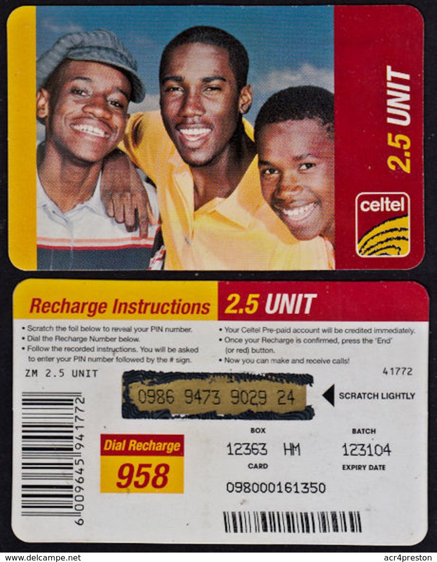 Tc015 ZAMBIA, Celtel, Three Men, 2.5 Units, Used - Zambia