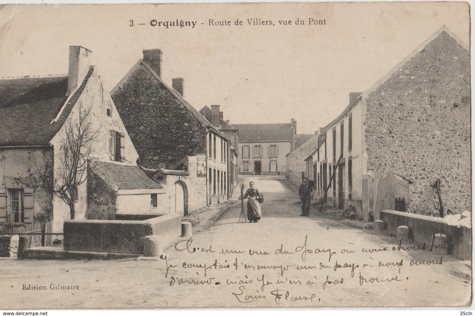 ORQUIGNY - Route De Villers, Vue Du Pont. Personnages Dans La Rue. - Otros & Sin Clasificación