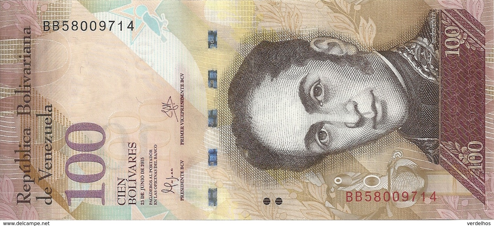 VENEZUELA 100 BOLIVARES 2015 UNC P 93 I - Venezuela