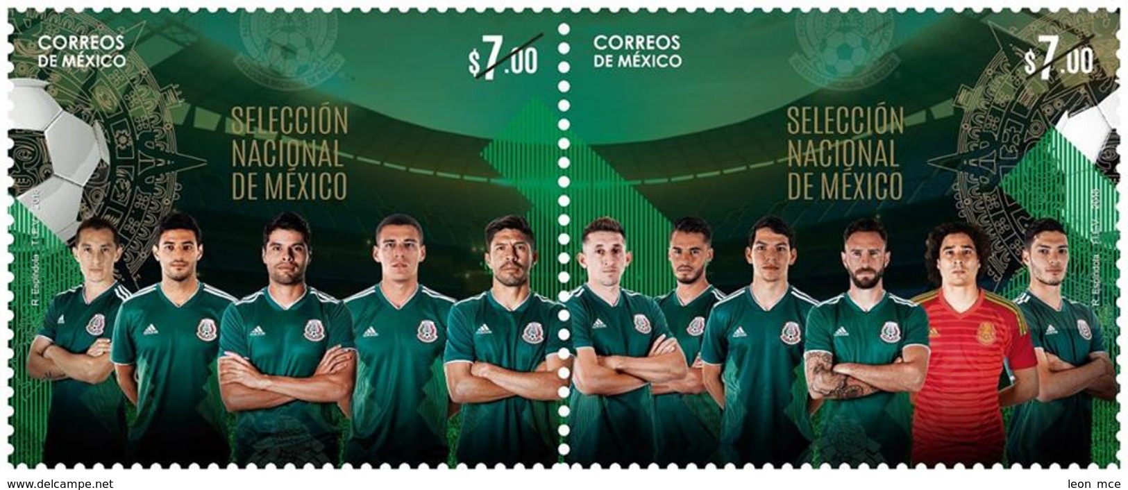 2018 Selección Nacional De México FÚTBOL, FOOTBALL SOCCER WORLD CUP RUSSIA   STAMP SET MNH - México