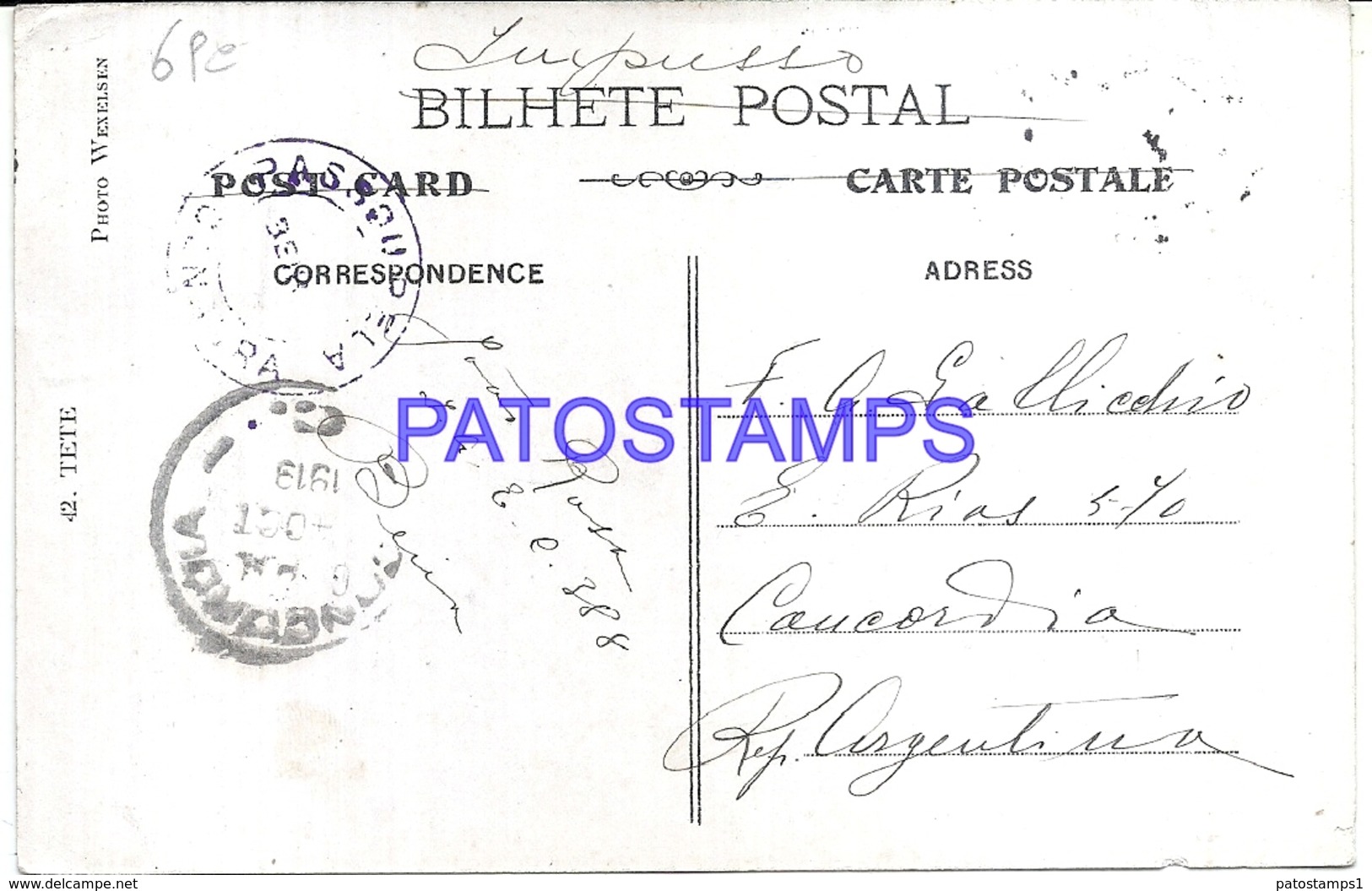 115812 AFRICA MOZAMBIQUE VIEW PARTIAL ROAD YEAR 1919 CIRCULATED TO ARGENTINA POSTAL POSTCARD - Mozambique