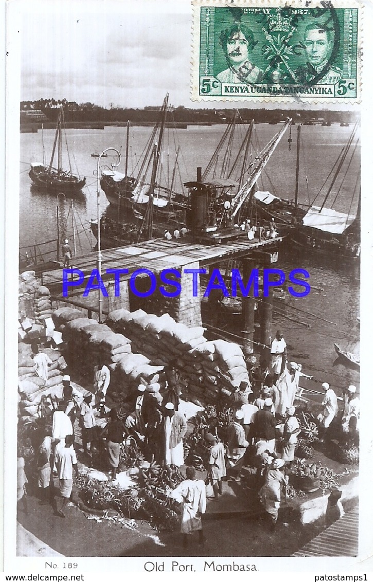 115818 AFRICA KENYA MOMBASA UK COSTUMES MARKET OLD PORT & SHIP CIRCULATED TO ARGENTINA POSTAL POSTCARD - Kenya