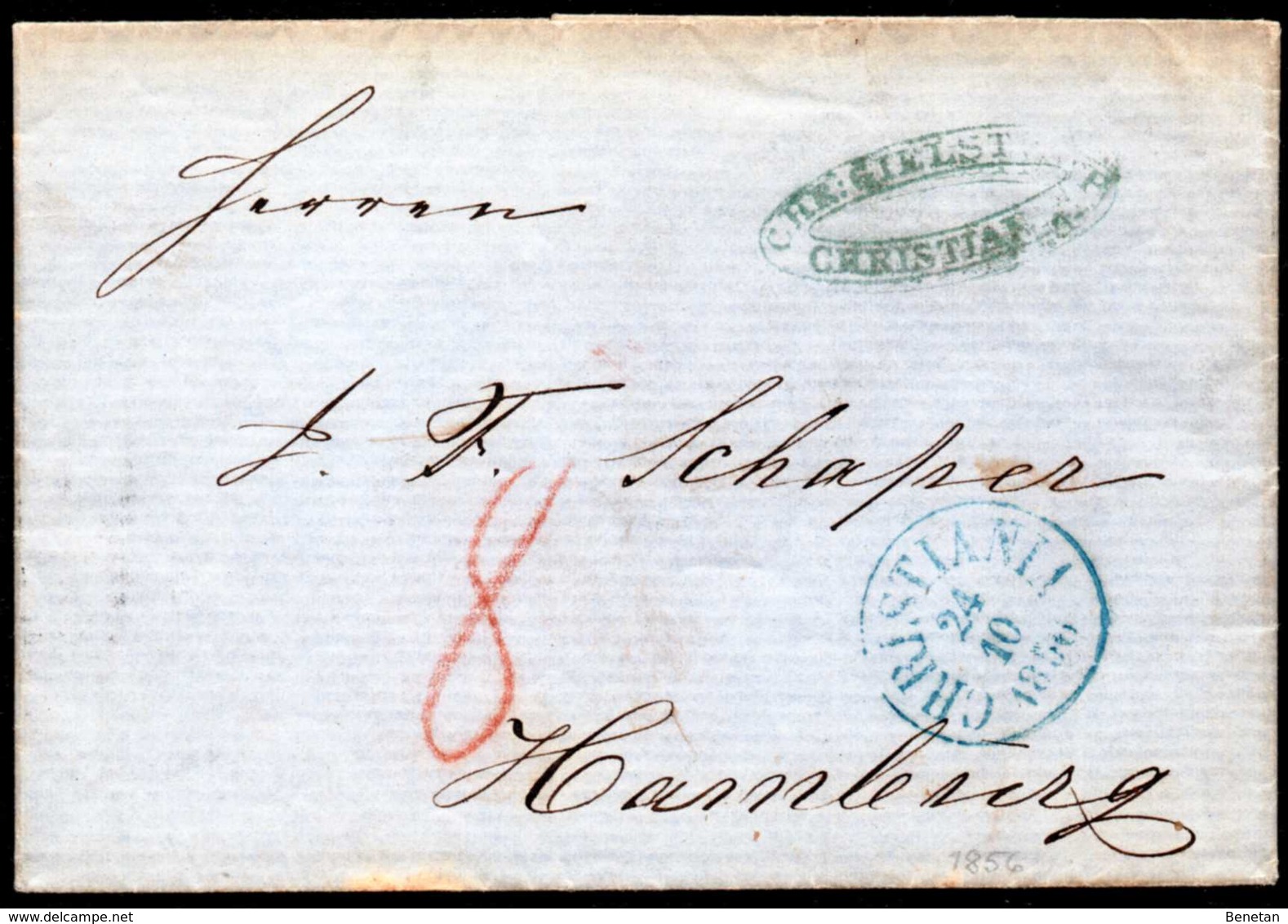 Norway To Germany 1856 Prephilatelic Cover With Letter - ...-1855 Vorphilatelie