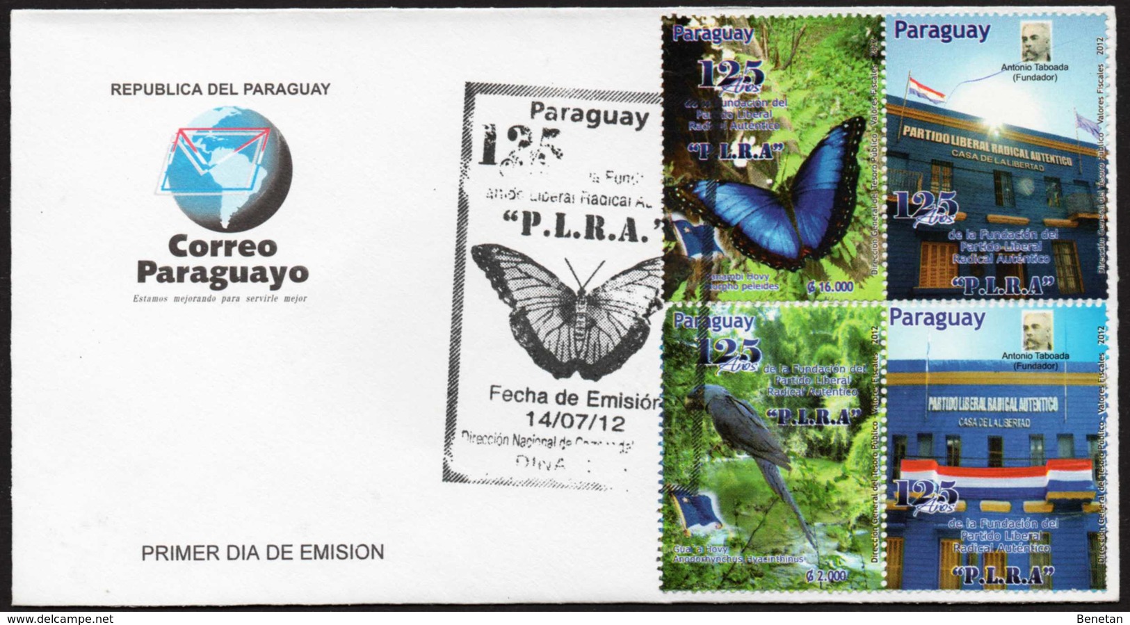 Paraguay Butterflies 2012 FDC - Mariposas