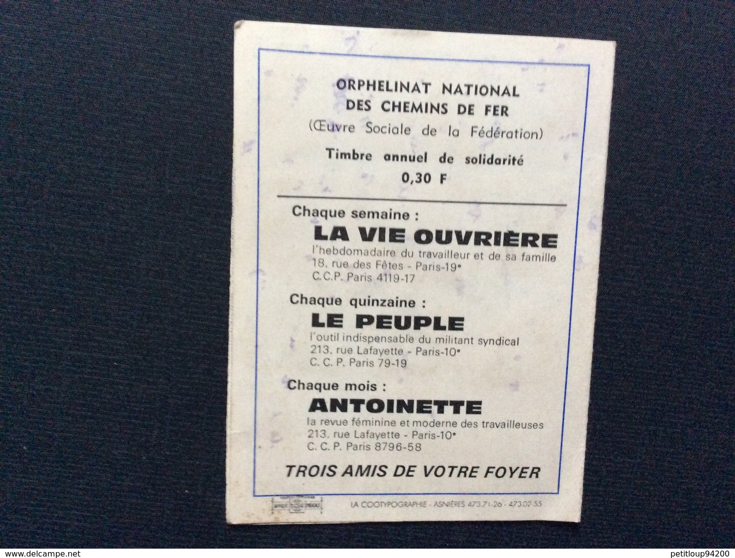 CARTE  CONFEDERALE CONFÉDÉRATION GÉNÉRALE DU TRAVAIL CGT 1967 * Federation Nationale Des Travailleurs Des Chemins De Fer - Documentos Históricos