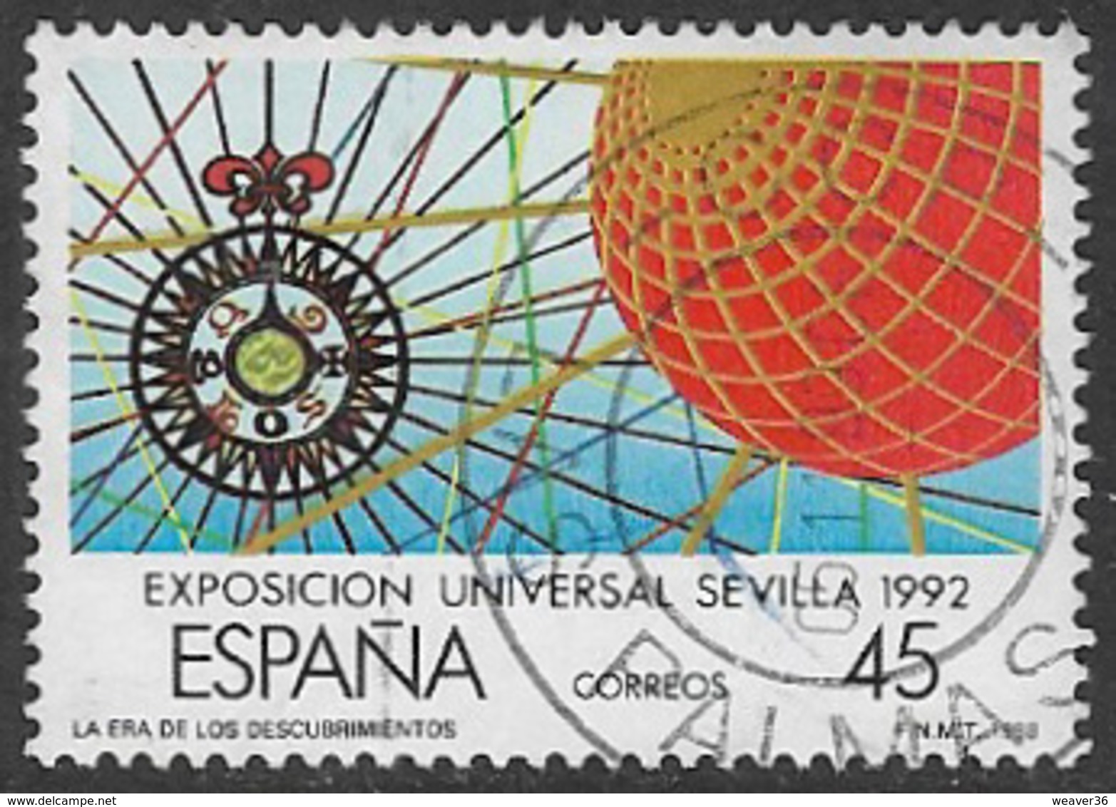 Spain SG2952 1988 Expo 92, Seville (3rd Issue) 45p Good/fine Used [40/32491/6D] - Used Stamps