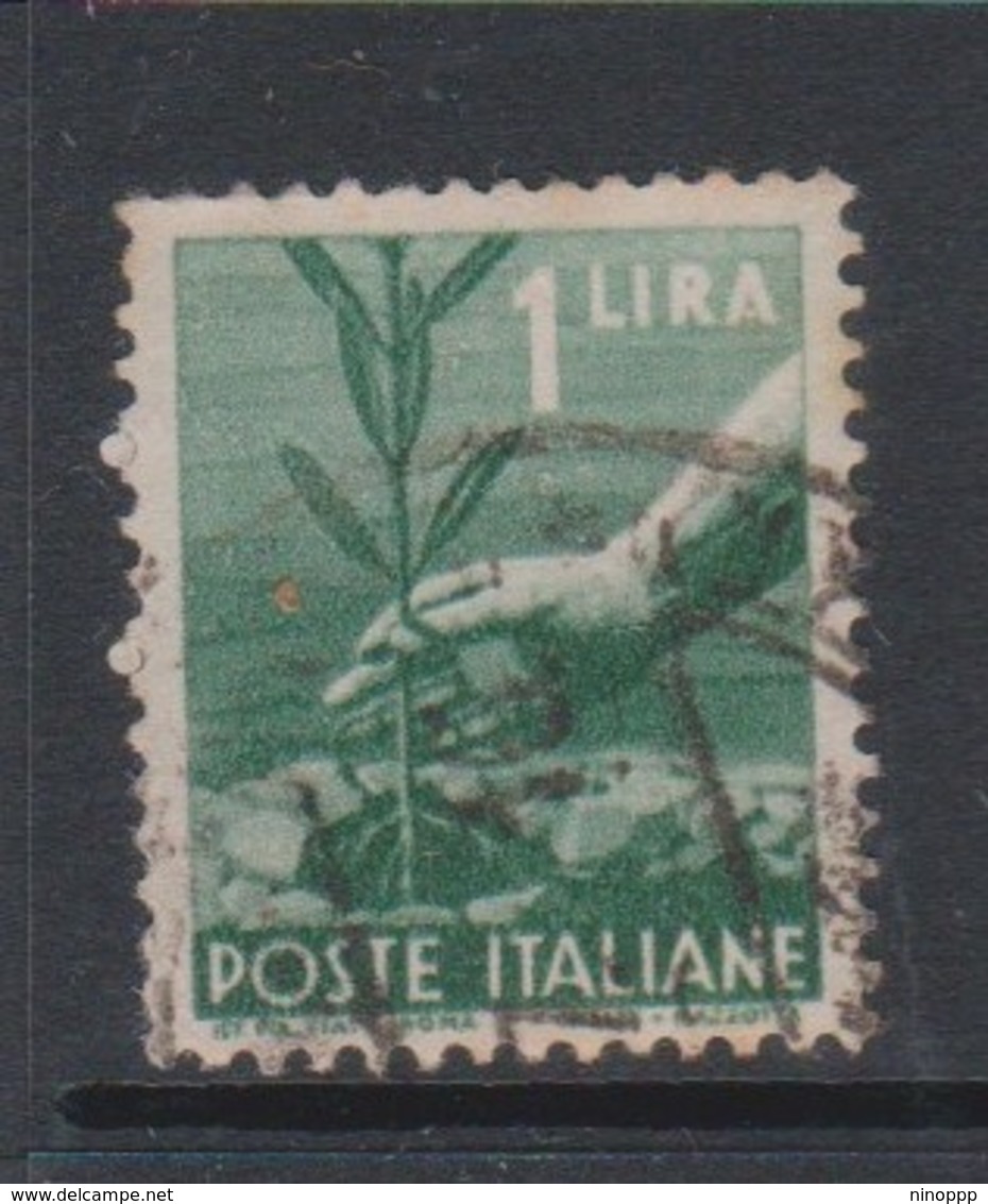 Italy Republic S 550 1945-48 Serie Democratica,lire Una Gray Green,used - 1946-60: Used