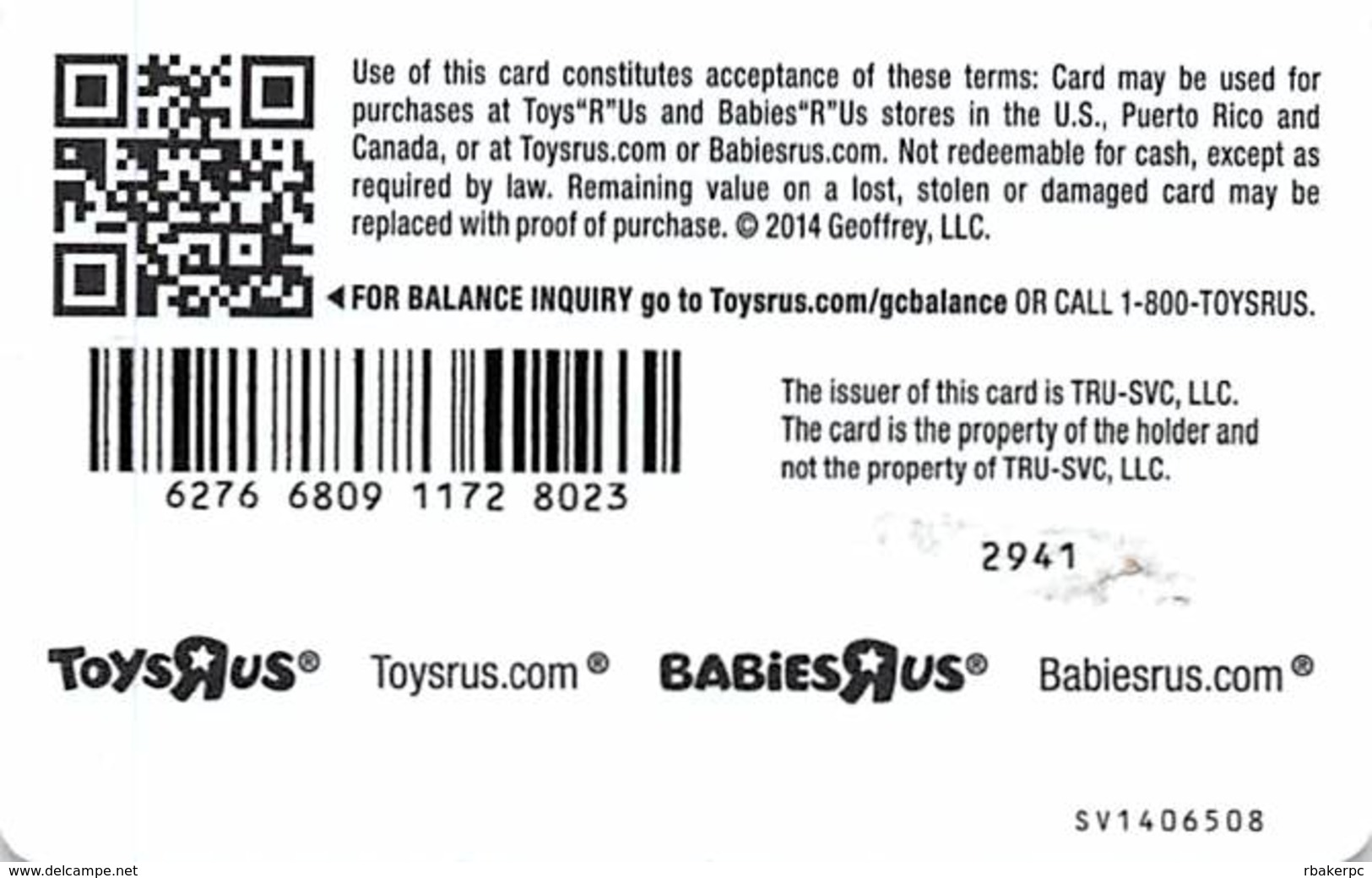 ToysRus / BabiesRus - Gift Card - Gift Cards