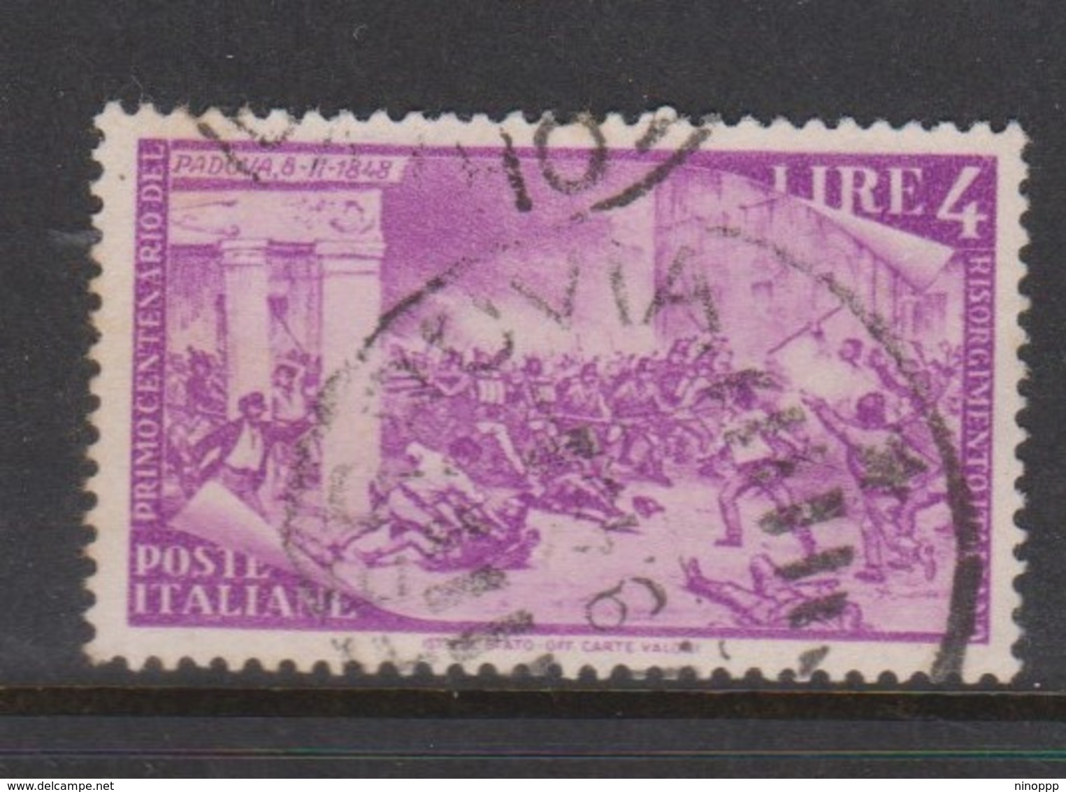 Italy Republic S 581 1948 Centenary Of The Risorgimento,4 Lire Pink,used - 1946-60: Used