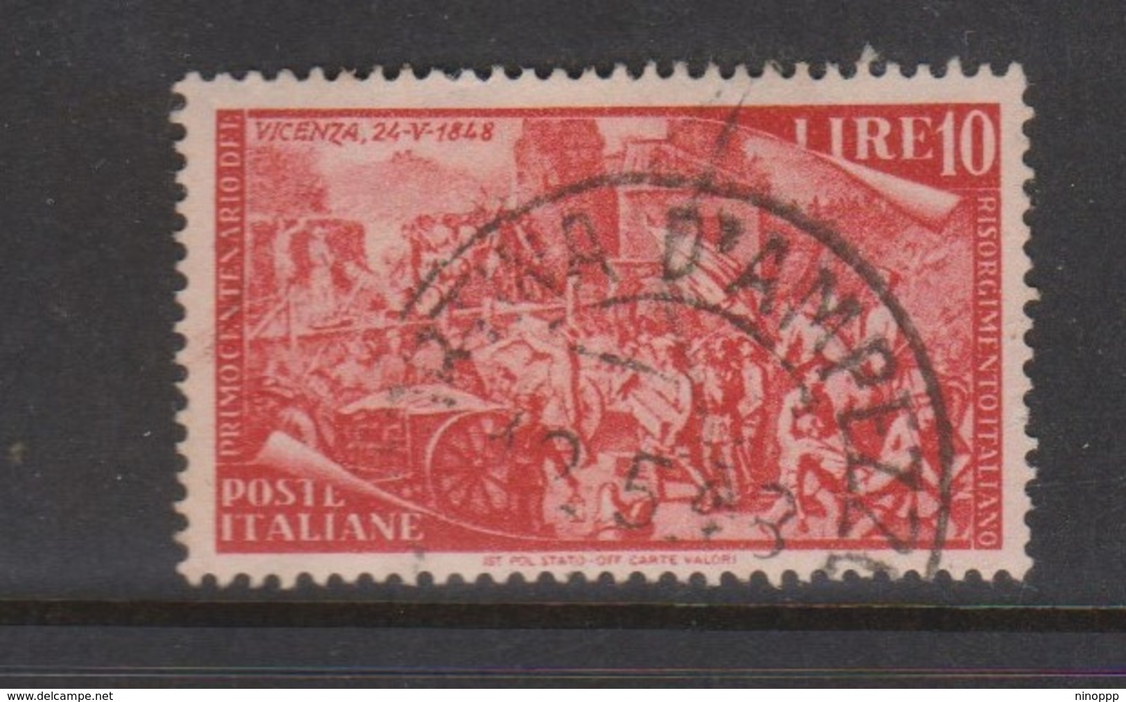 Italy Republic S 585 1948 Centenary Of The Risorgimento,10 Lire Orange,used - 1946-60: Used