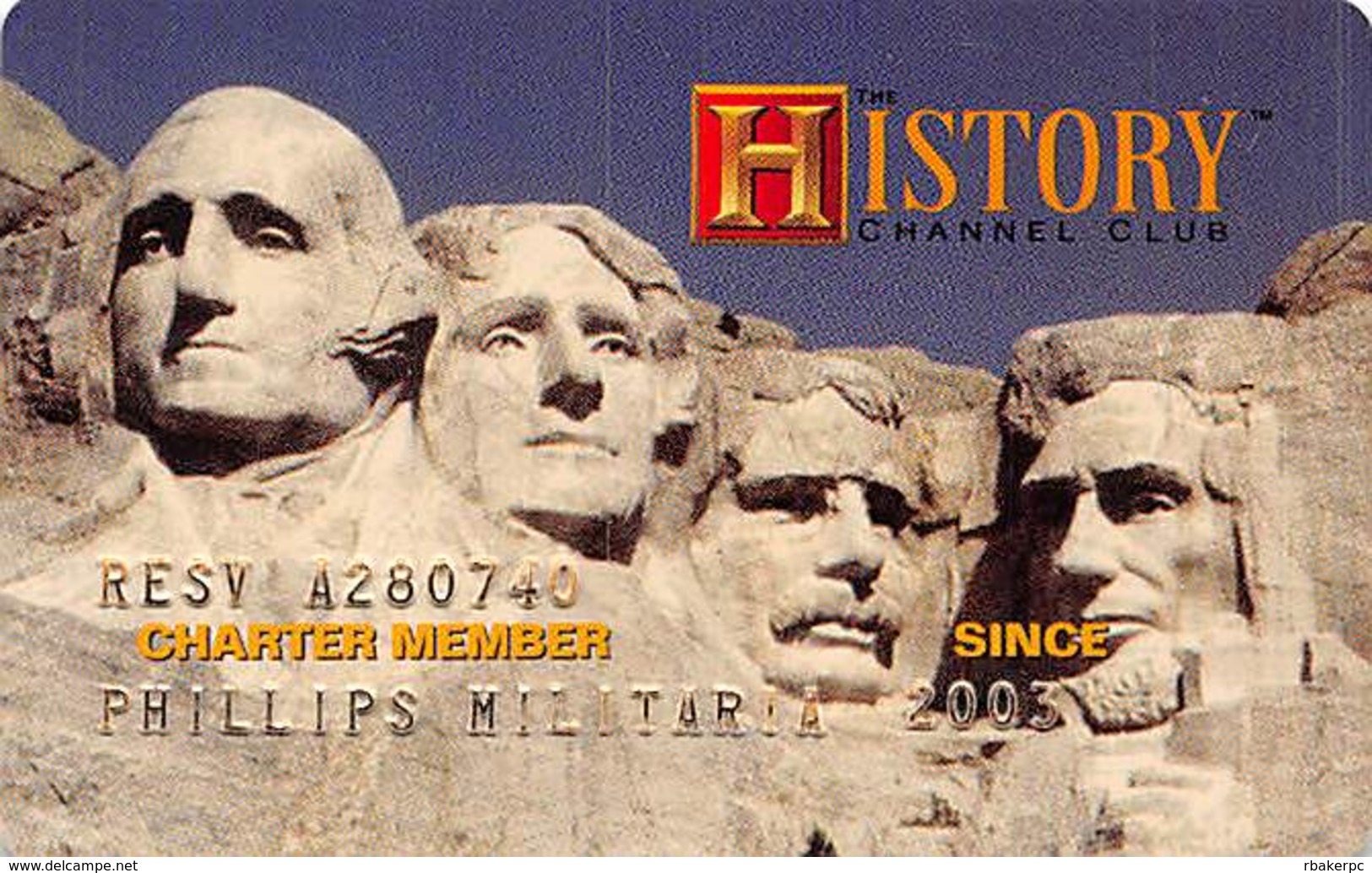 History Channel Club Charter Member Card - Other & Unclassified