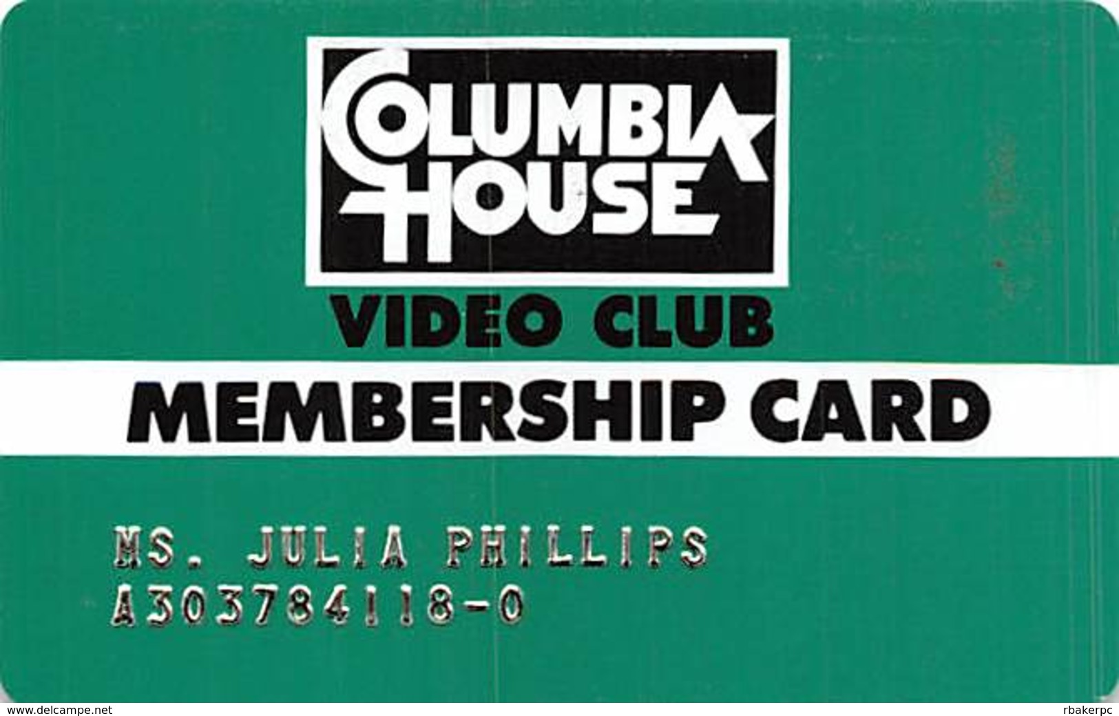 Columbia House Video Club Membership Card - Other & Unclassified