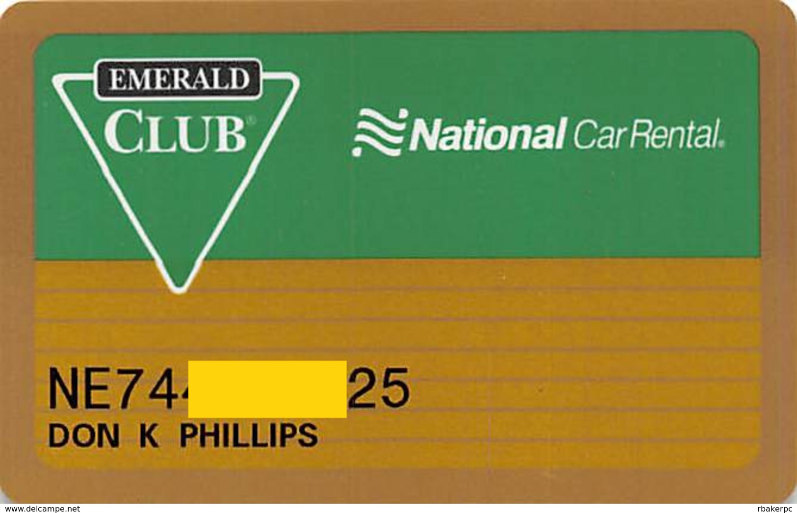 National Car Rental Emerald Club Card - Other & Unclassified