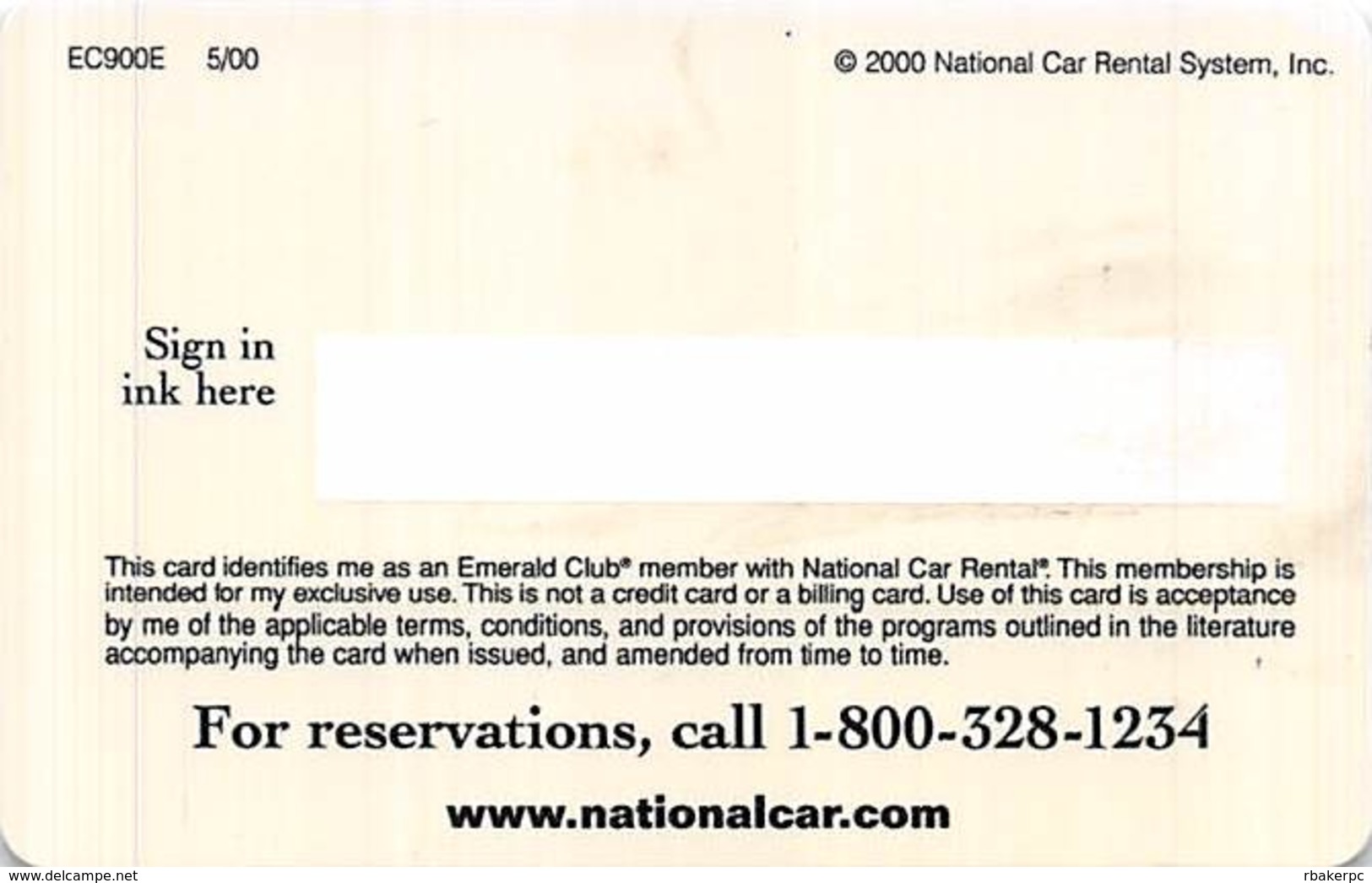 National Car Rental Emerald Club Card - Other & Unclassified