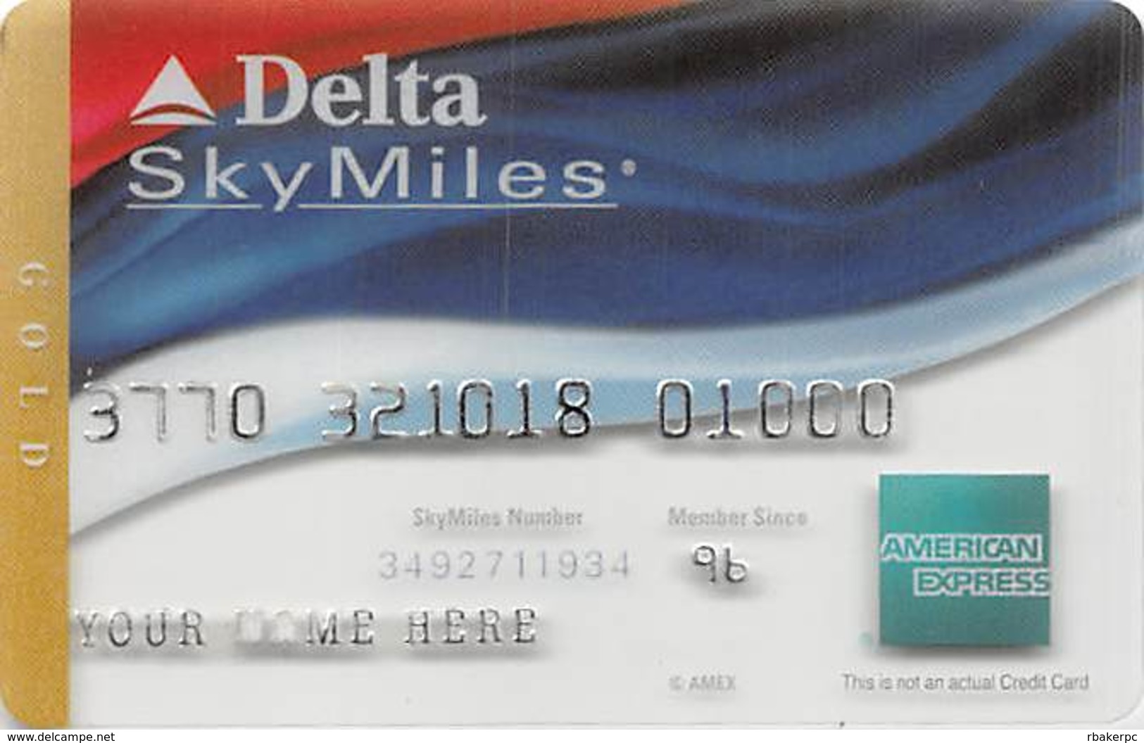 American Express Delta SkyMiles See-Thru Sample Card - Credit Cards (Exp. Date Min. 10 Years)