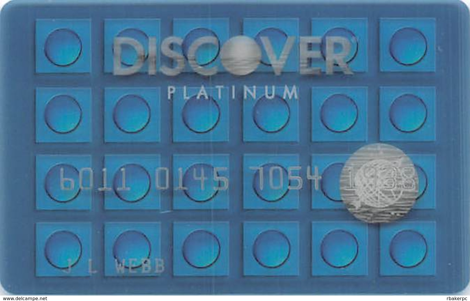 Discover Platinum Blue See-Thru Sample Card (blank Reverse) - Credit Cards (Exp. Date Min. 10 Years)