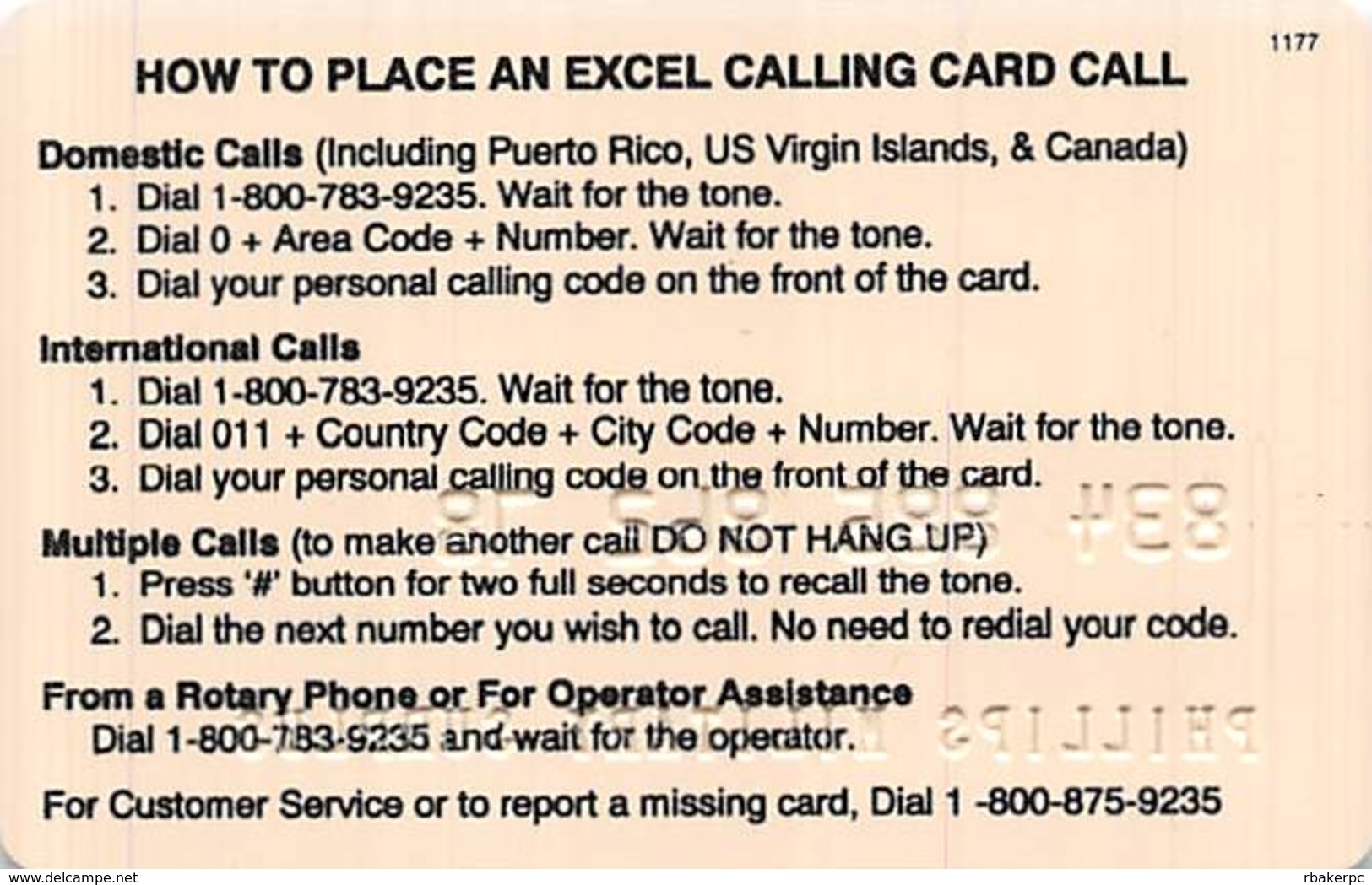 Excel Telecommunications Prepaid Phone Card - Other & Unclassified