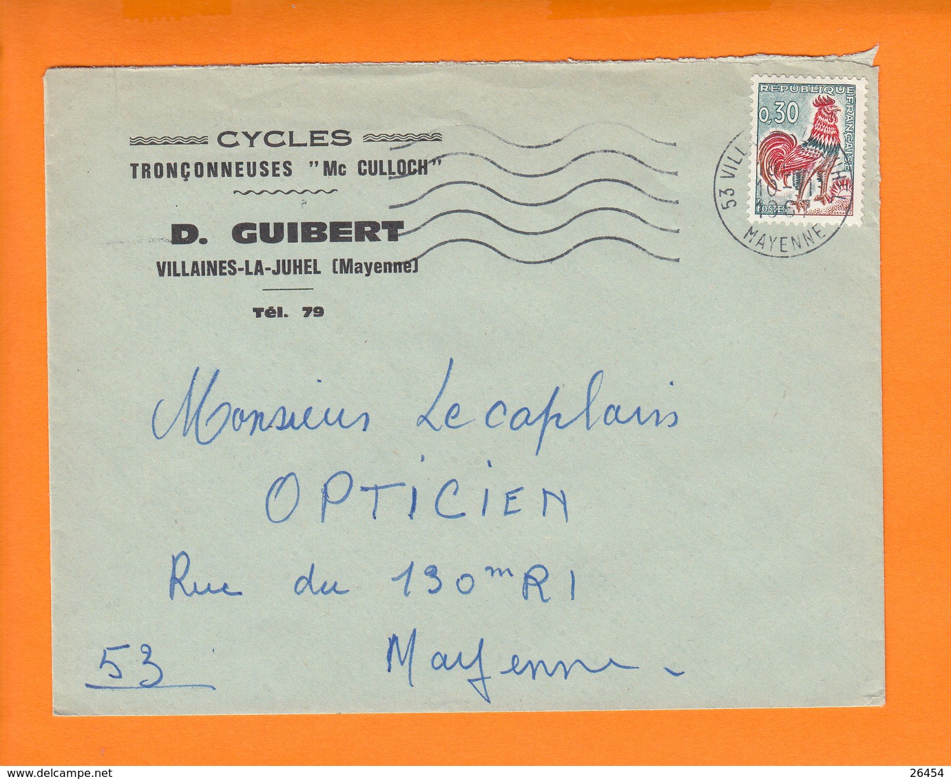 53 Lettre De VILLAINES-LA-JUHEL  Mayenne 10 1 1967 Pour 53  MAYENNE Entete Pub " CYCLES TRONCONNEUSES Mc CULLOCH " - Other & Unclassified