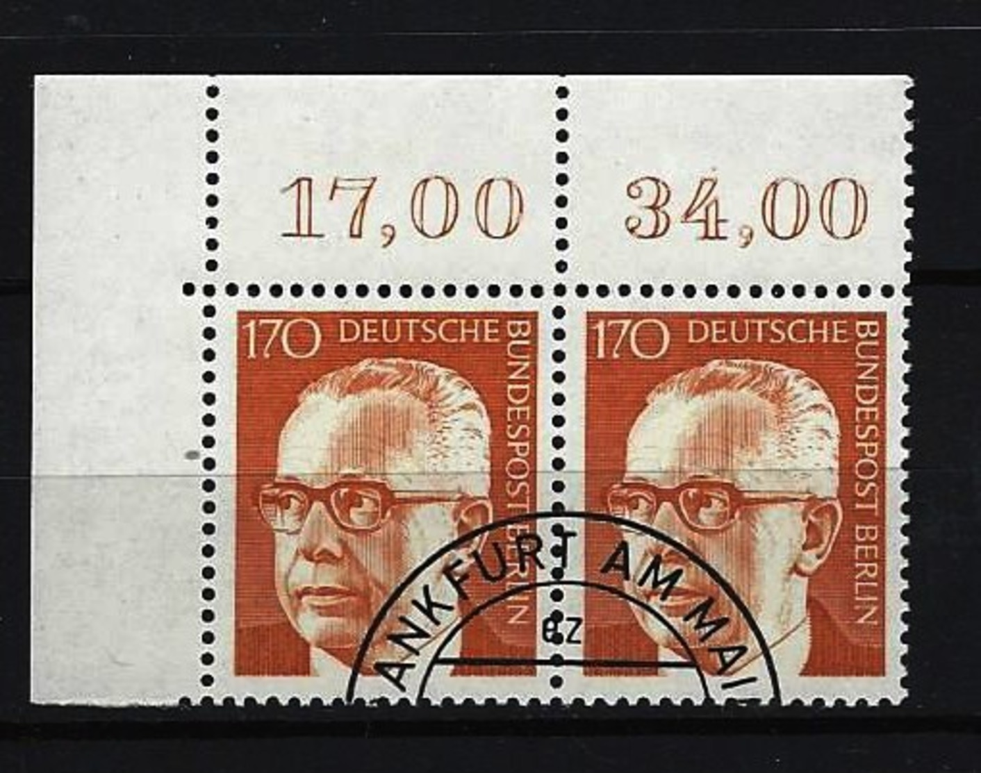 BERLIN - Mi-Nr. 432 Eckrandstück Links Oben Heinemann Gestempelt - Used Stamps